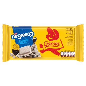 Chocolate Branco com Biscoito Negresco Garoto Pacote 80g