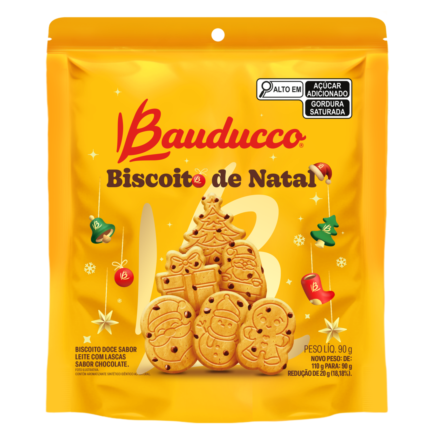 Biscoito de Natal Lascas Chocolate Bauducco Sach&ecirc; 90g