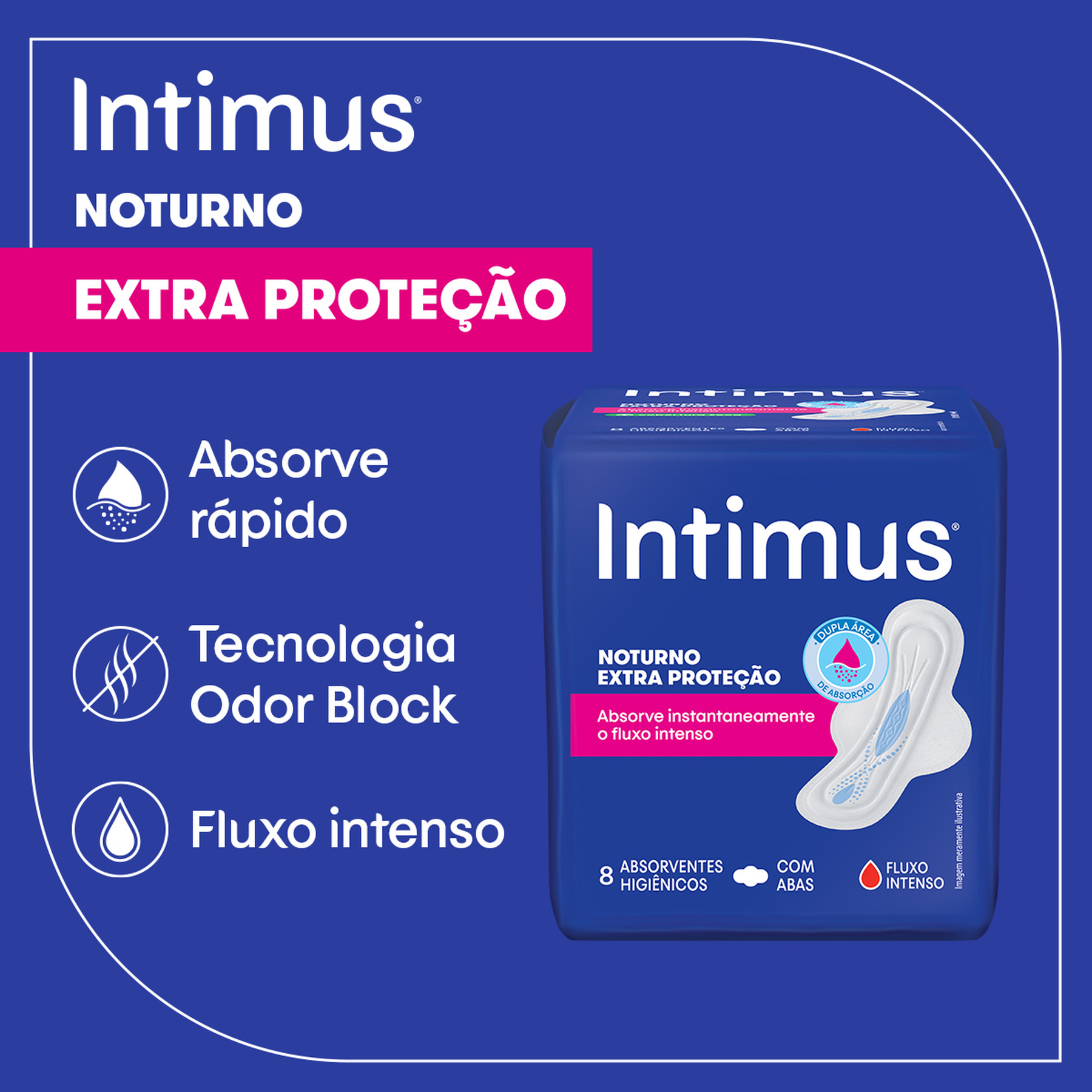 Absorvente com Abas Seca Noturno Intimus Pacote 30 Unidades Leve Mais Pague Menos