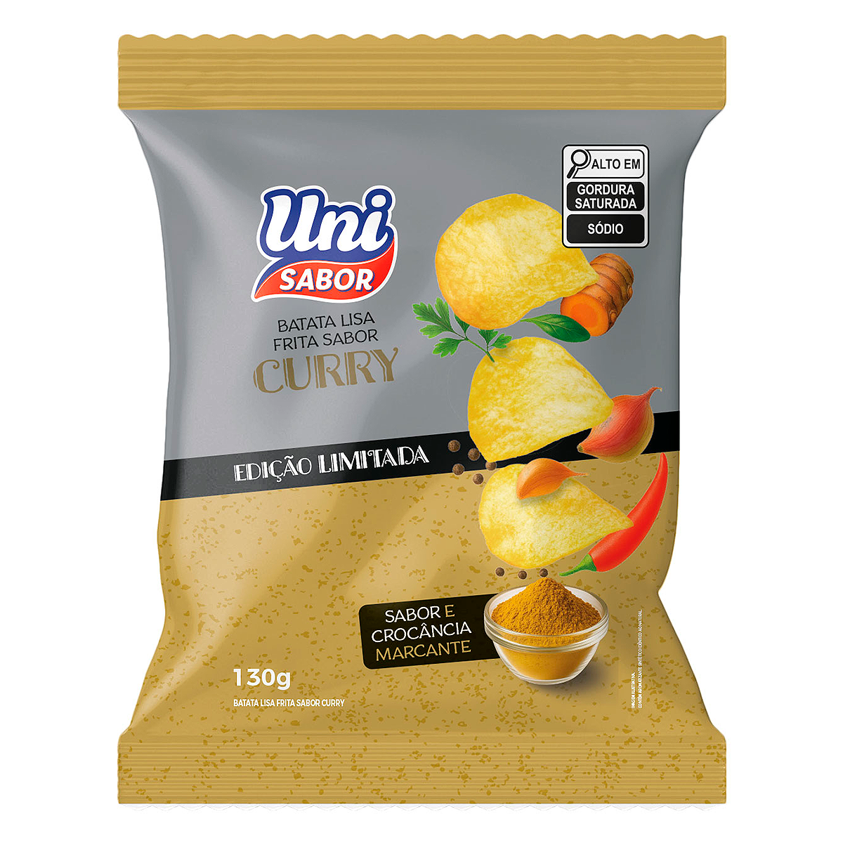 Batata Lisa Curry Uni Sabor Pacote 130g