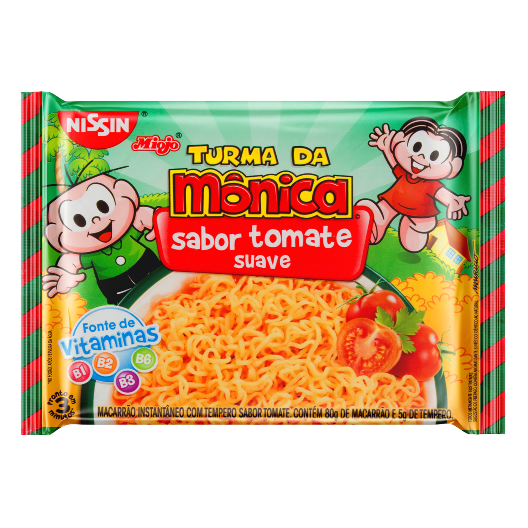 Macarrão Instantâneo Tomate Suave Nissin Miojo Turma da Mônica Pacote 85g