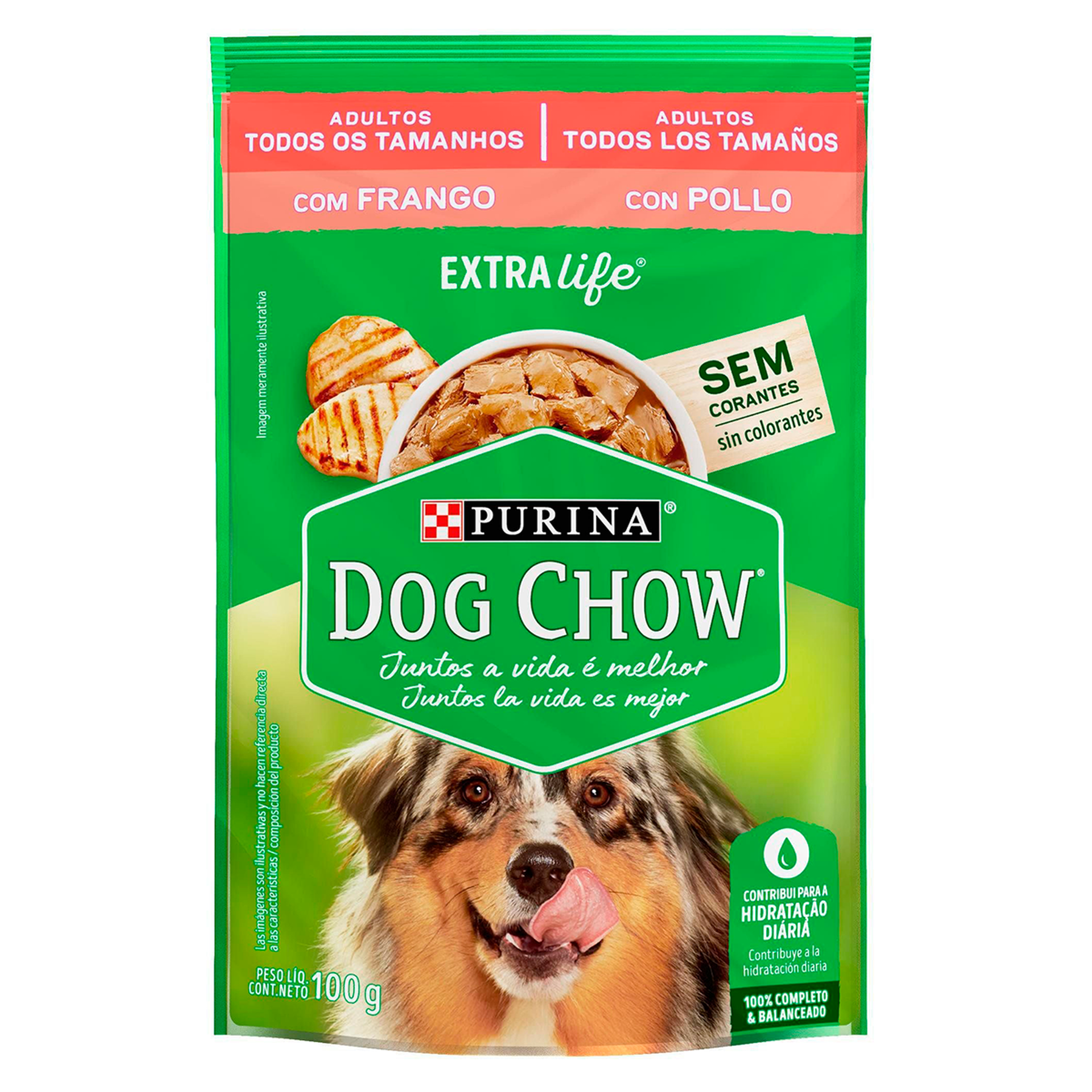 Alimento para C&atilde;es Adultos Frango Dog Chow Extra Life Purina Sach&ecirc; 100g&nbsp;