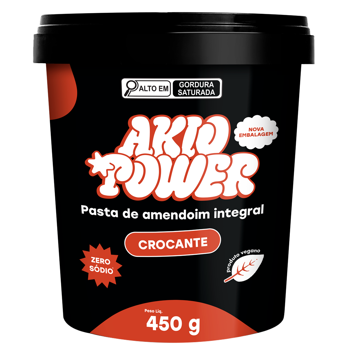 Pasta de Amendoim Crocante Akio Power Pote 450g