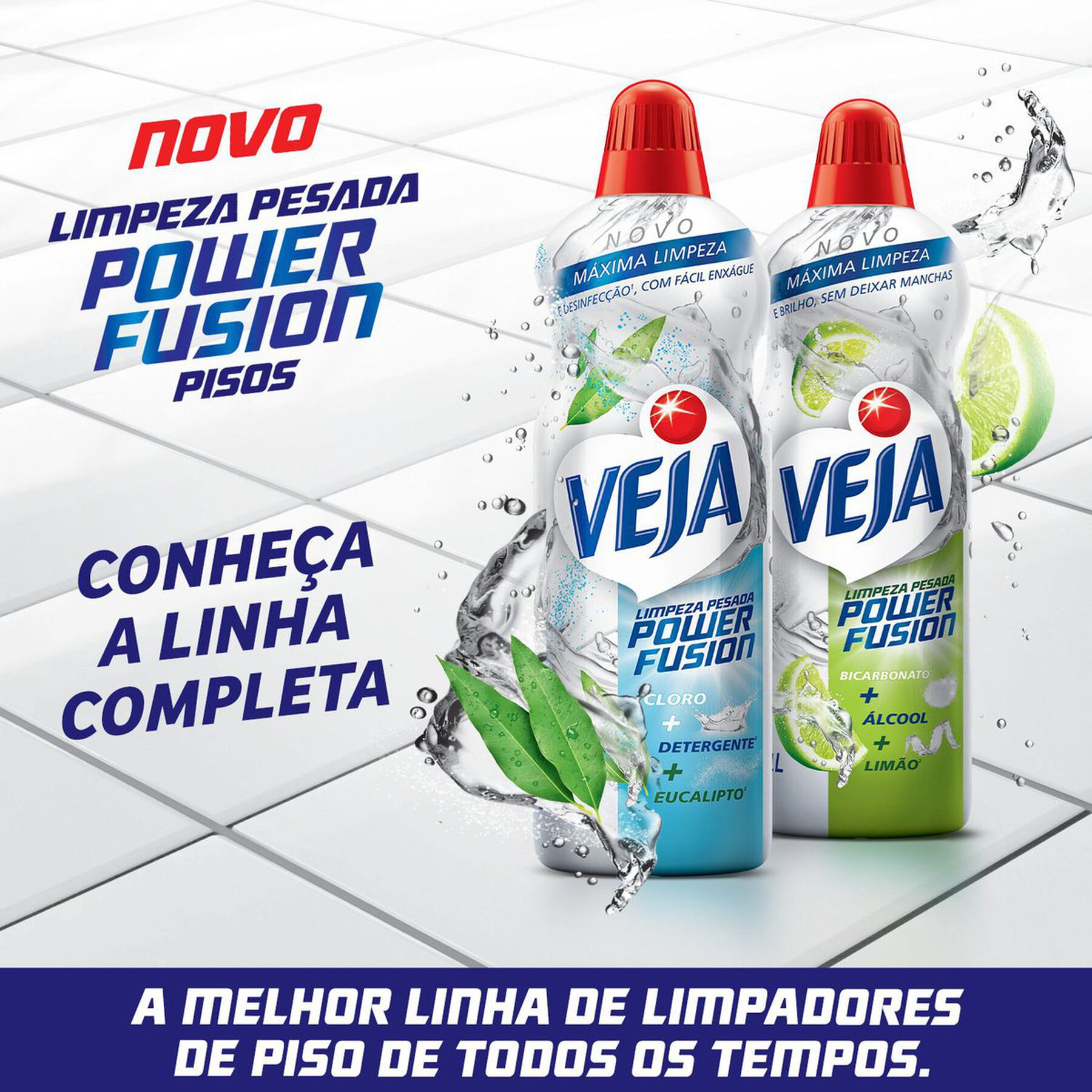 Limpador Limpeza Pesada com Cloro, Detergente e Eucalipto Veja Power Fusion Frasco 500ml