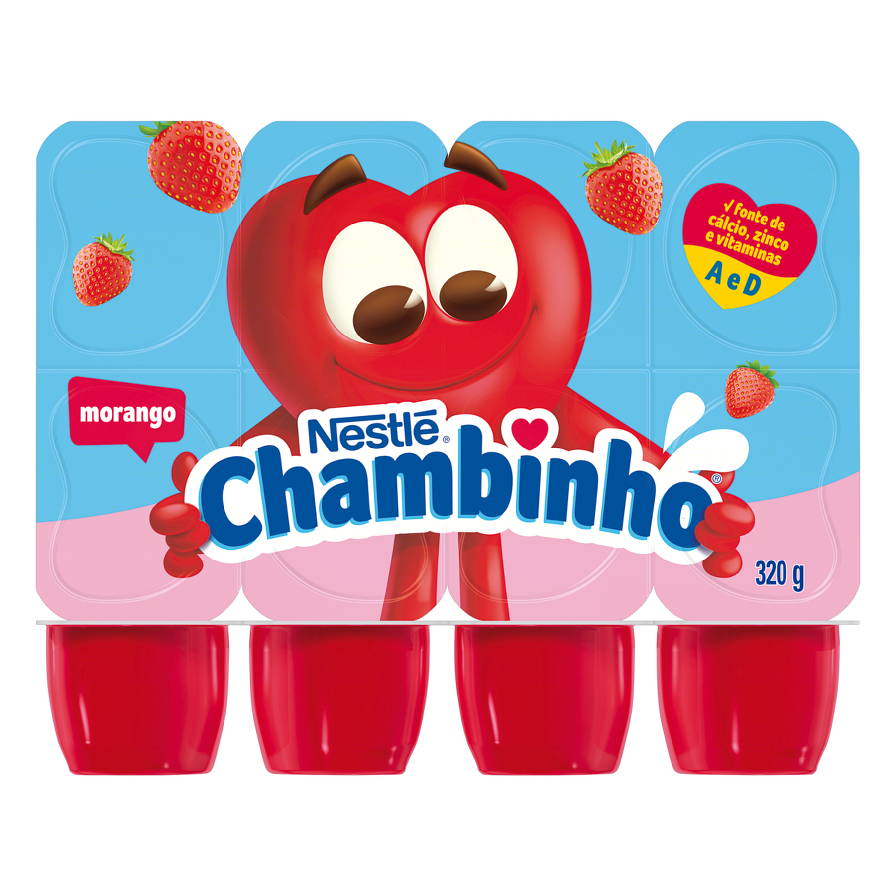 Queijo Petit Suisse Morango Nestlé Chambinho Bandeja 320g 8 Unidades