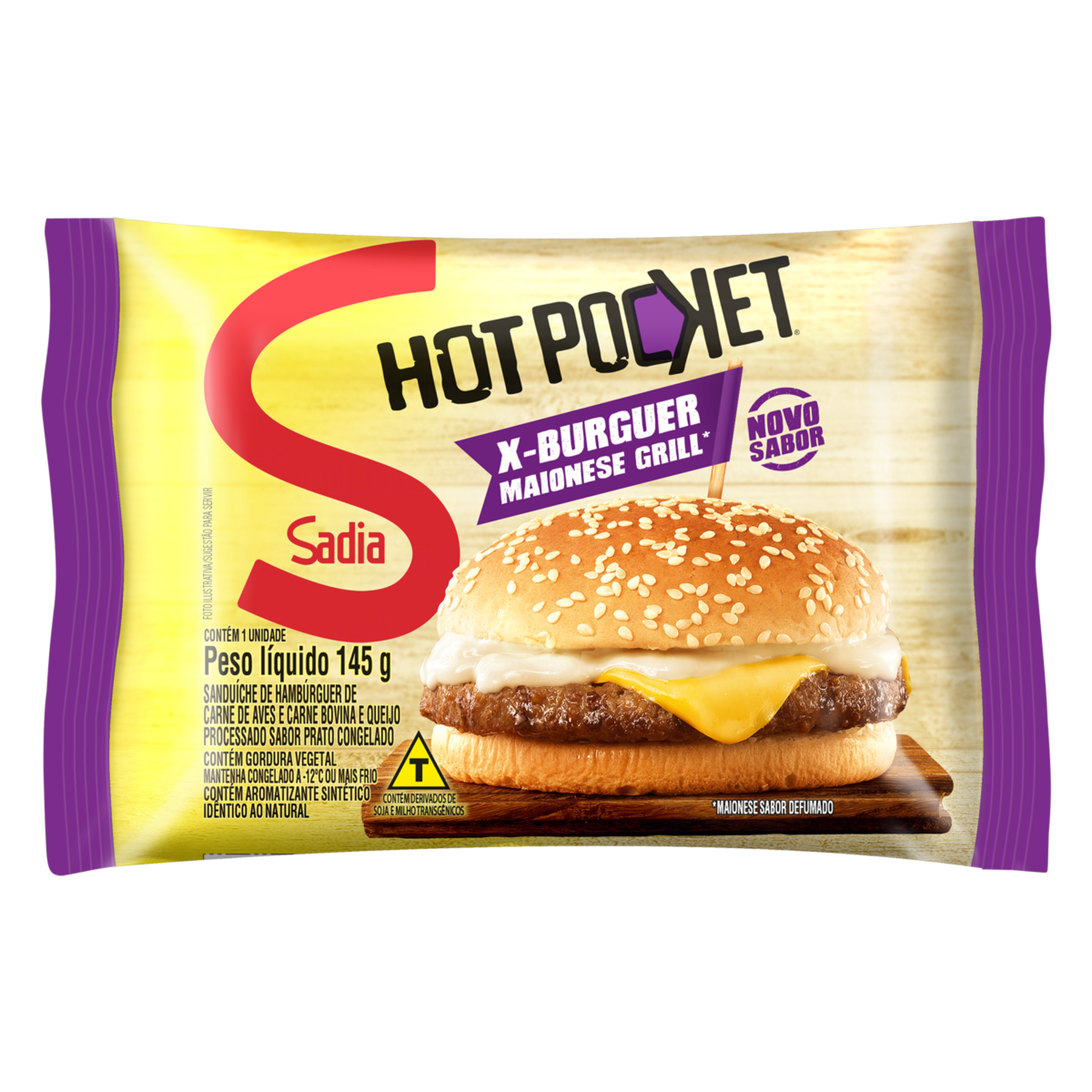 Sanduíche Hot Pocket X-Burguer Maionese Grill Sadia Pacote 145g