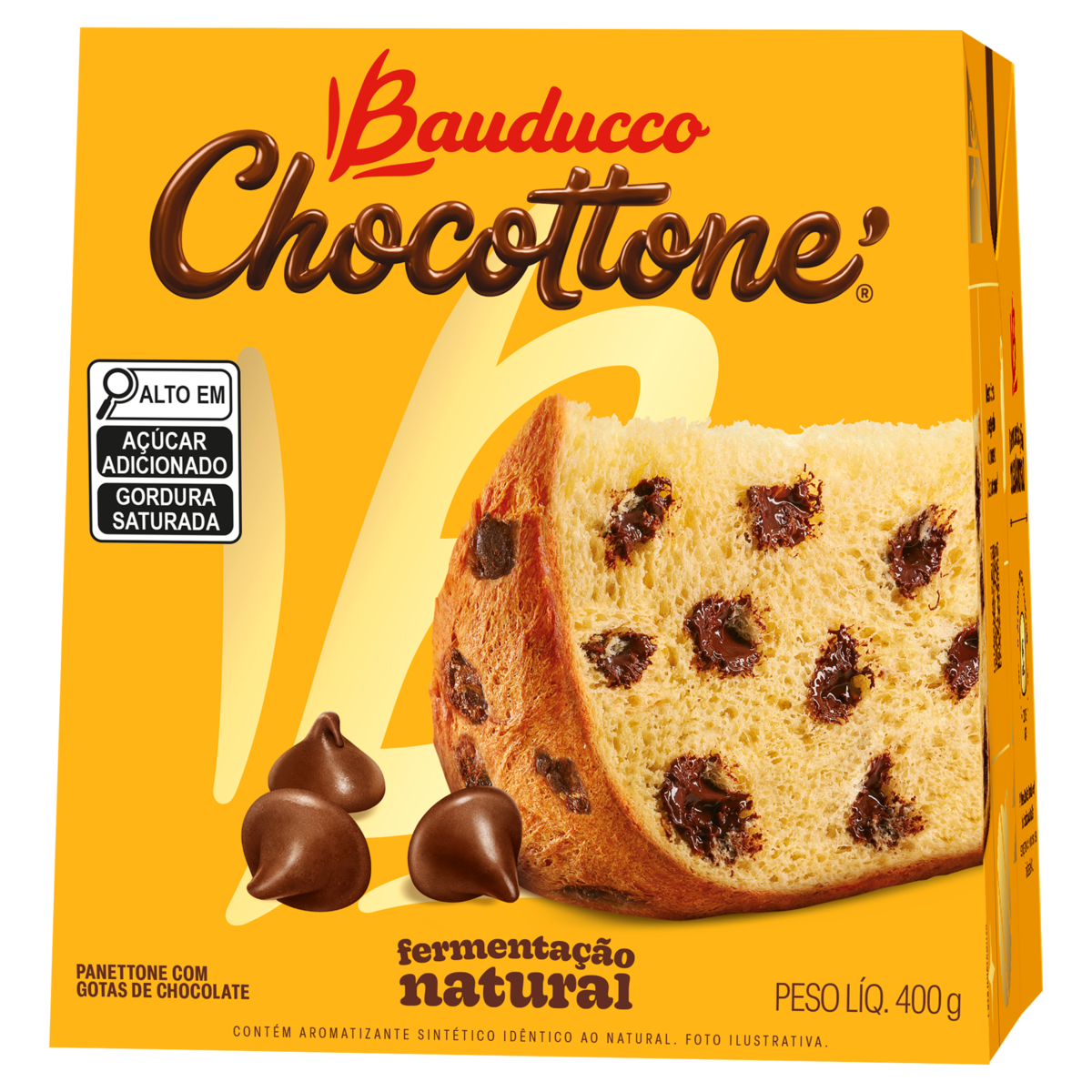 Panettone com Gotas de Chocolate Chocottone Bauducco Caixa 400g