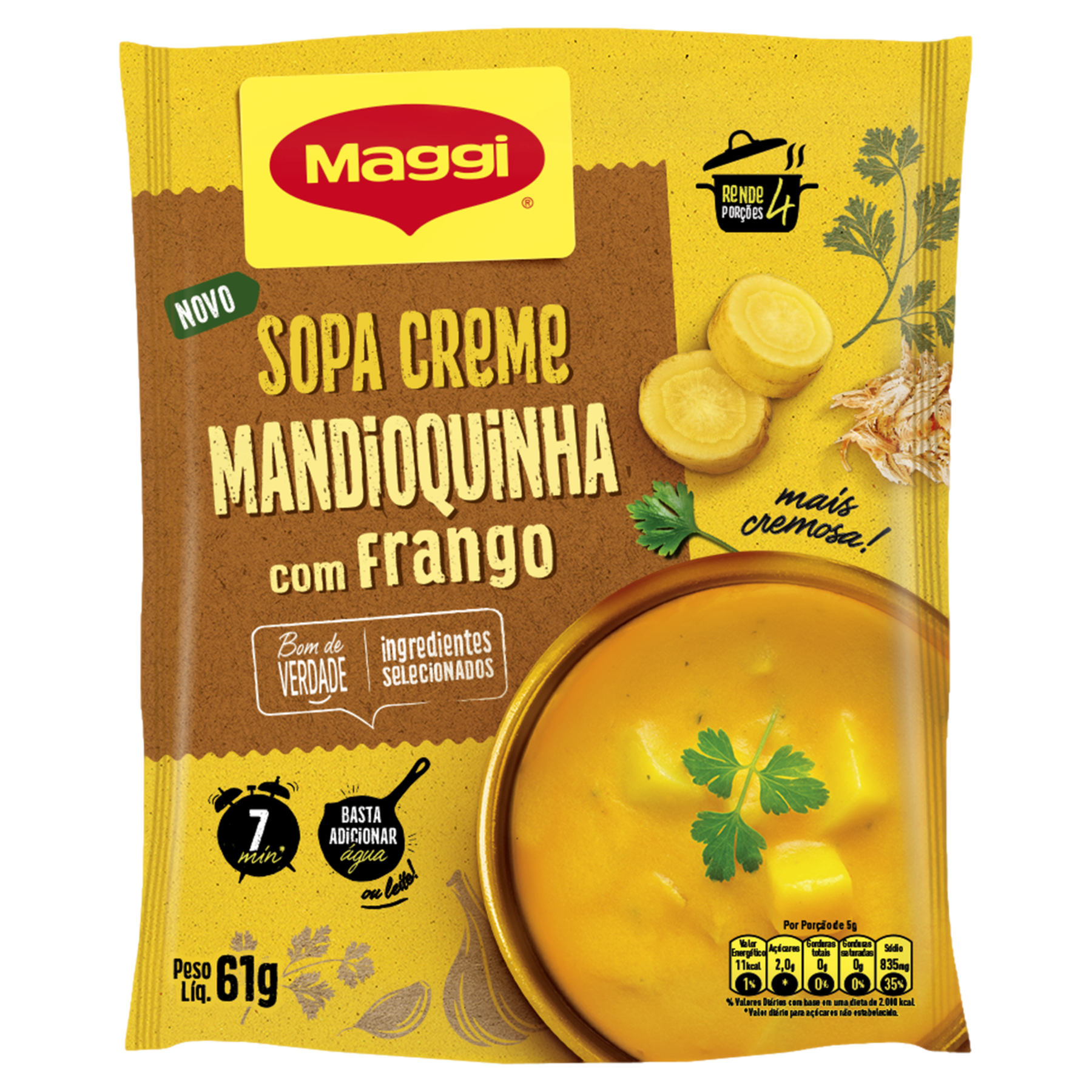 Sopa Creme Mandioquinha com Frango Maggi Pacote 61g