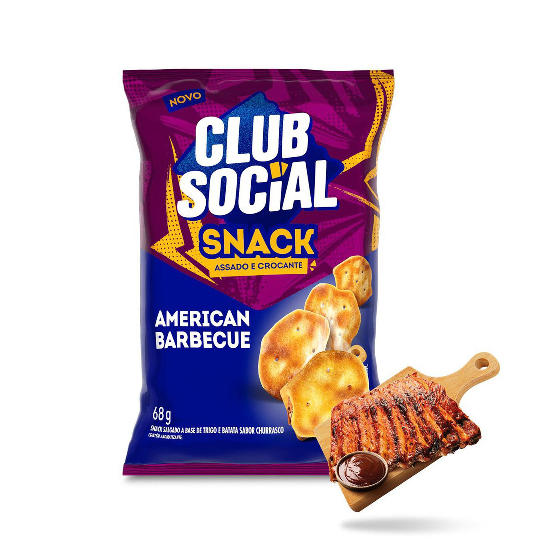 Snack Assado Crocante American Barbecue Club Social Pacote 68g