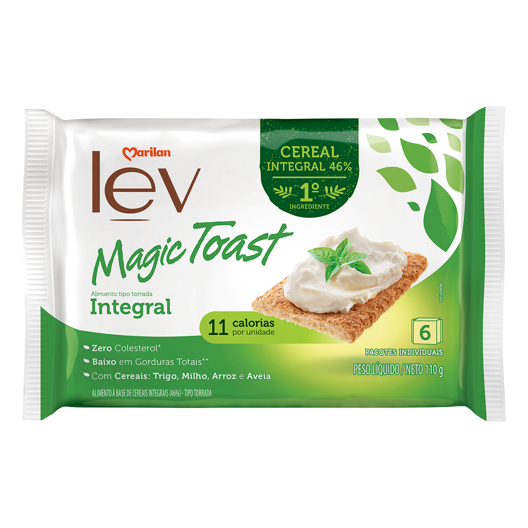 Torrada Integral Lev Magic Toast Marilan Pacote 110g C/6 Unidades