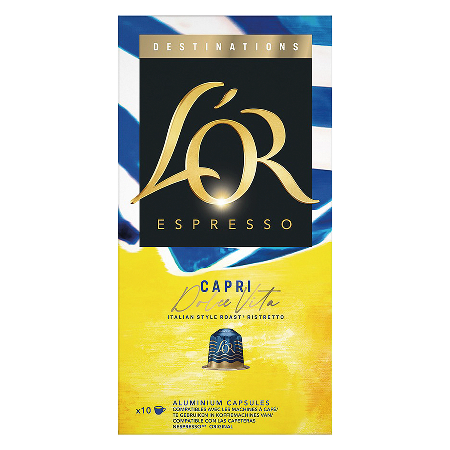 Caf&eacute; em C&aacute;psula Espresso Capri Dolce Vita L'or Destinations Caixa 52g C/10 Unidades