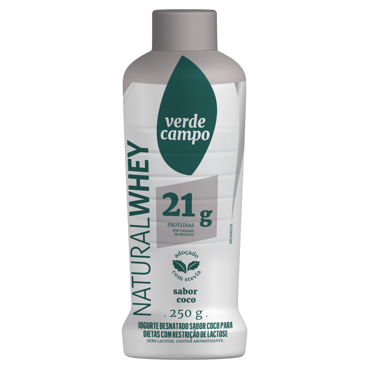 Iogurte Desnatado Natural Whey Coco 21g Verde Campo Frasco 250g