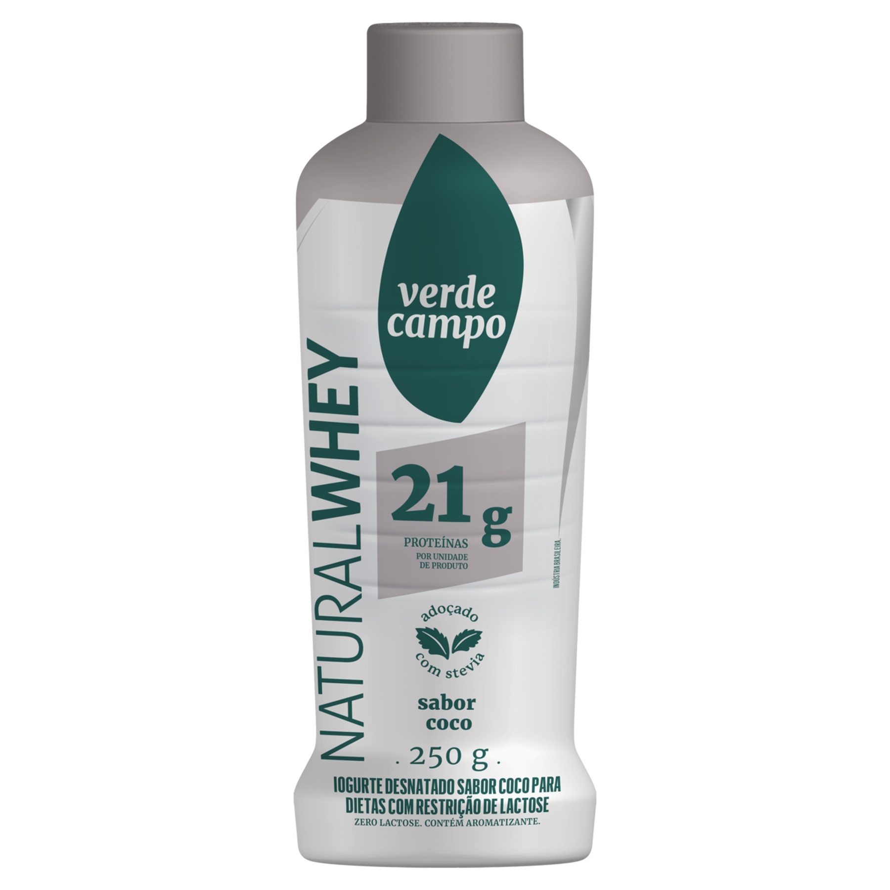 Iogurte Desnatado Natural Whey Coco 21g Verde Campo Frasco 250g