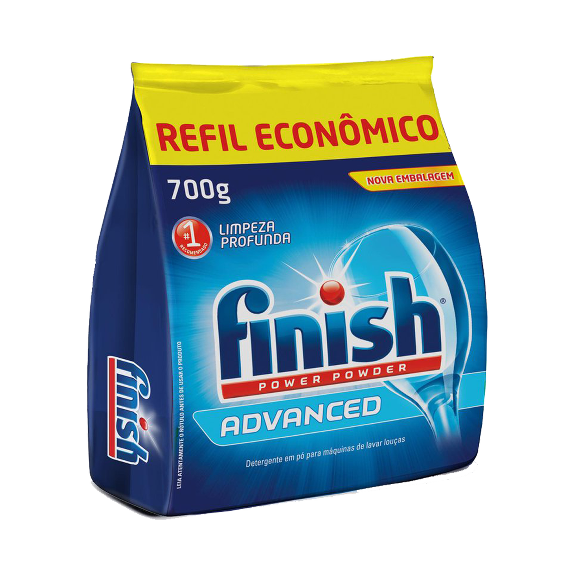 Detergente em Pó para Máquina de Lavar Louças Finish Power Powder Advanced Pacote 700g Refil Econômico