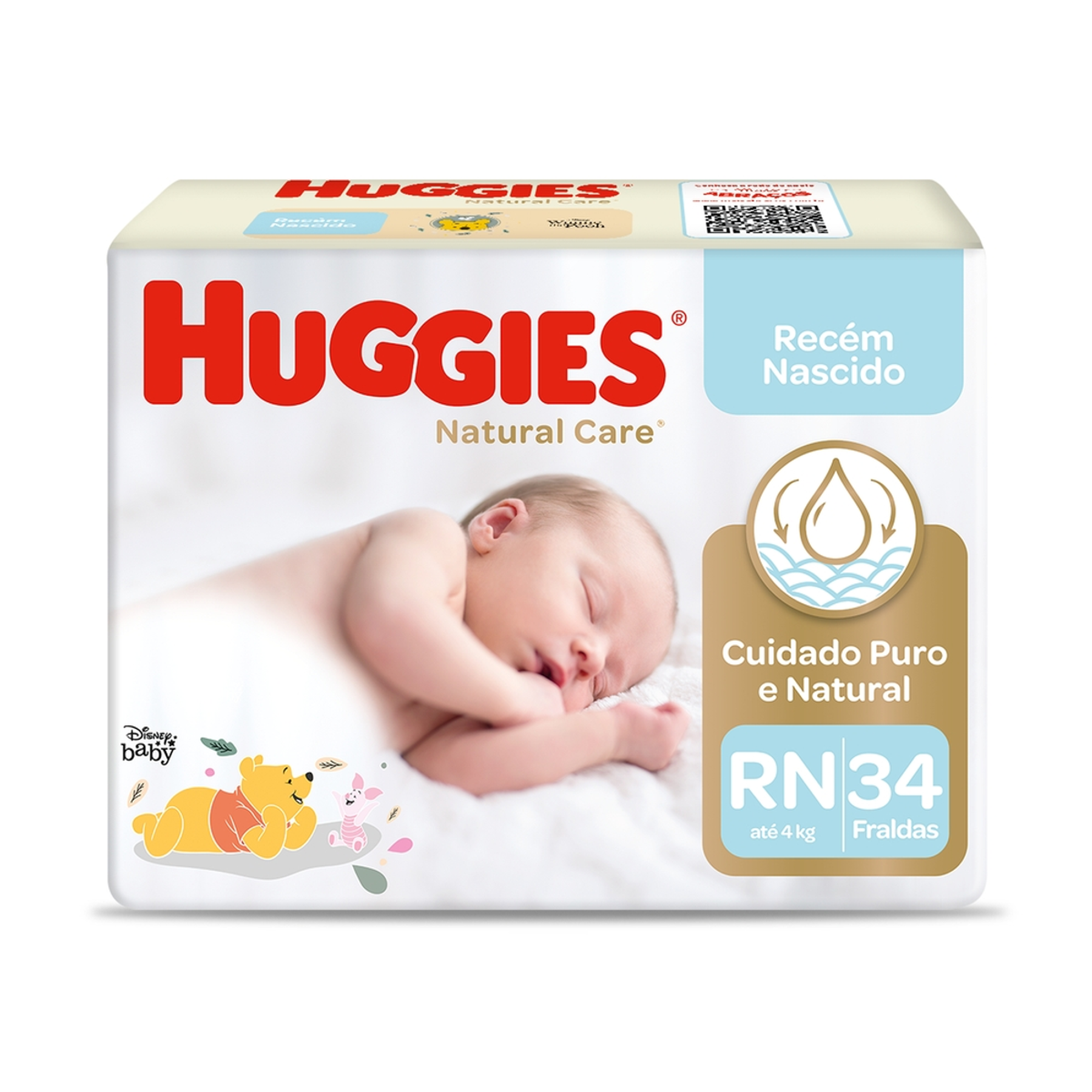 Fralda Descartável Recém Nascido Natural Care Huggies Tam. RN Pacote C/34 Unidades
