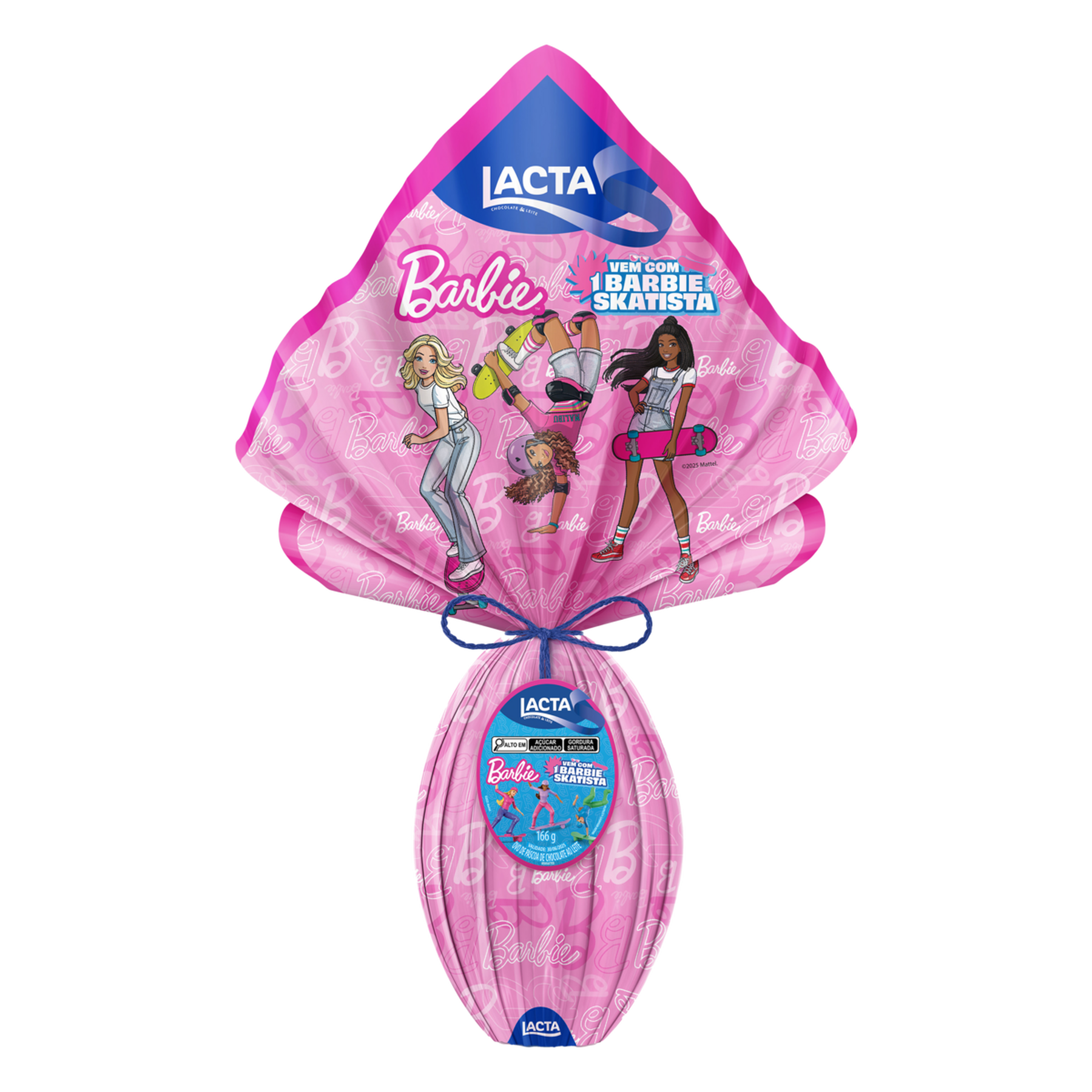 Ovo de Páscoa ao Leite Barbie Lacta 166g - Vem com 1 Barbie Skatista