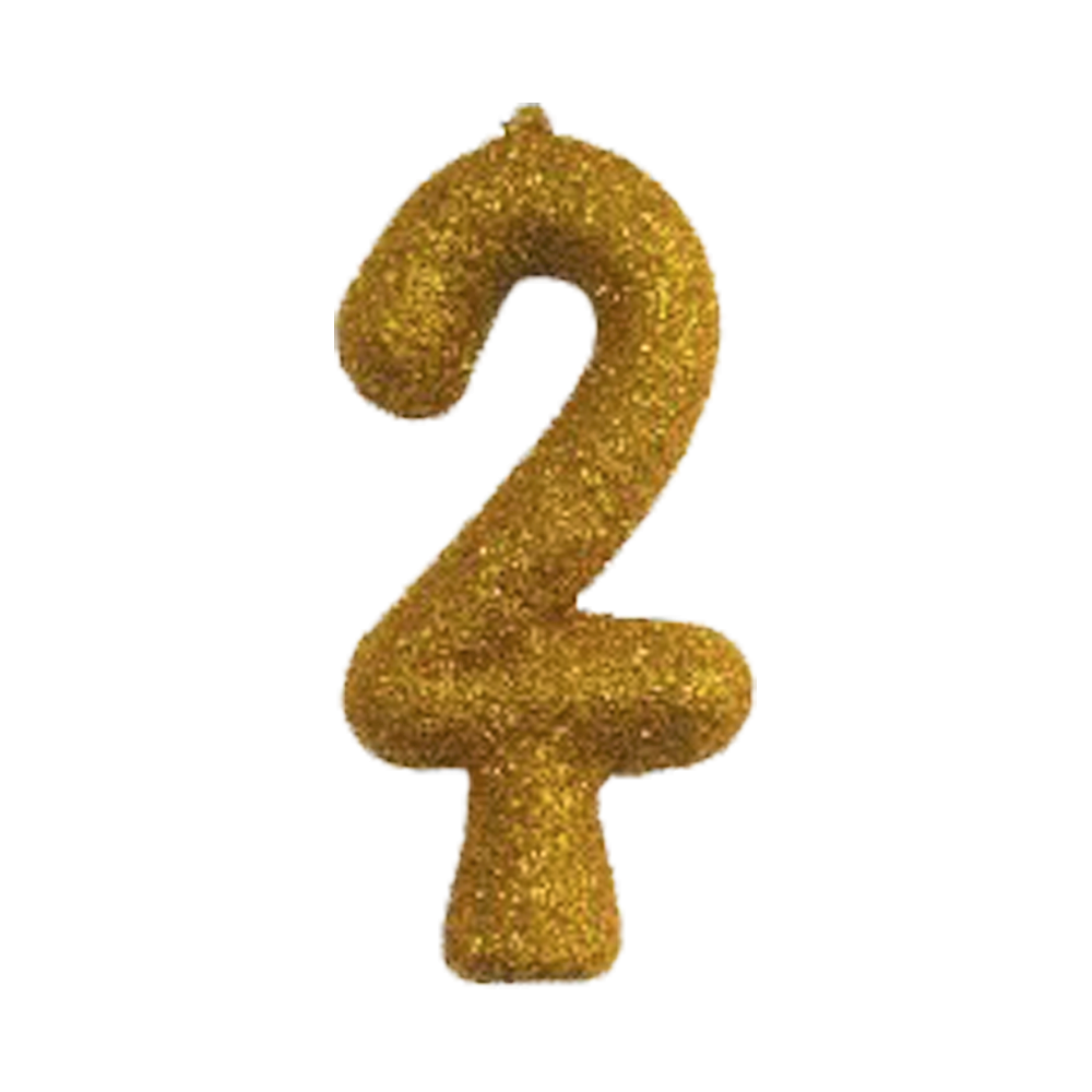 Vela Anivers&aacute;rio Glitter 2 Ouro Valves Festas