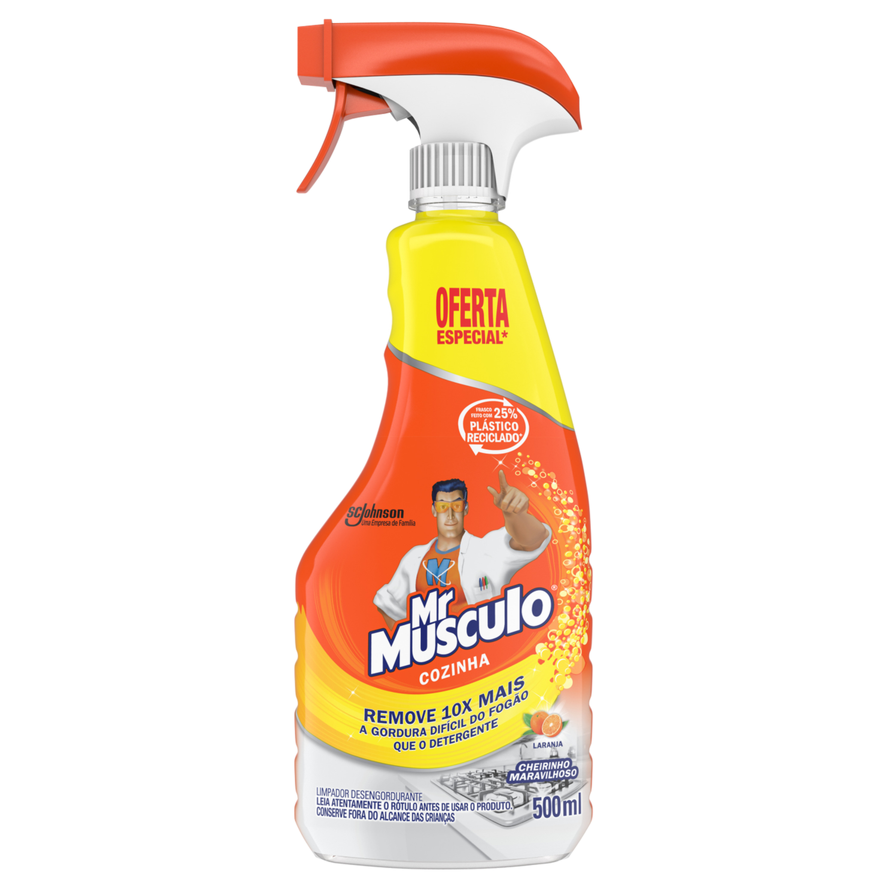 Limpador Desengordurante Cozinha Laranja Mr M&uacute;sculo Frasco 500ml Borrifador Gr&aacute;tis 30% de Desconto&nbsp;