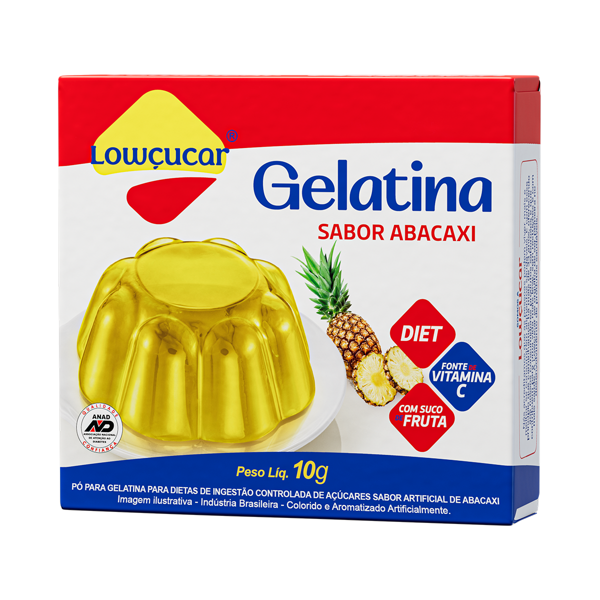 Gelatina em P&oacute; Abacaxi Zero A&ccedil;&uacute;car Low&ccedil;ucar Caixa 10g