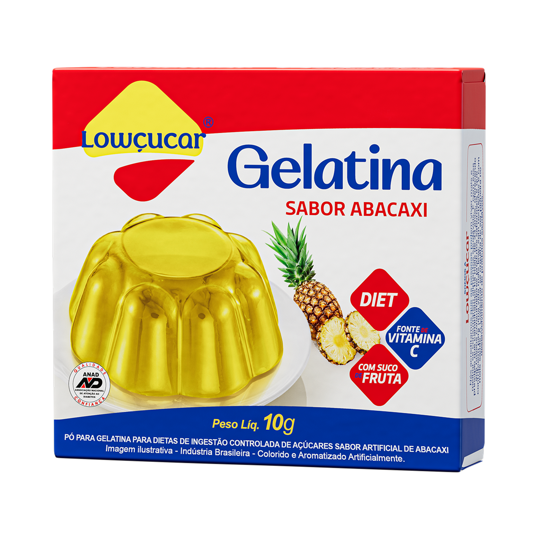 Gelatina em P&oacute; Abacaxi Zero A&ccedil;&uacute;car Low&ccedil;ucar Caixa 10g