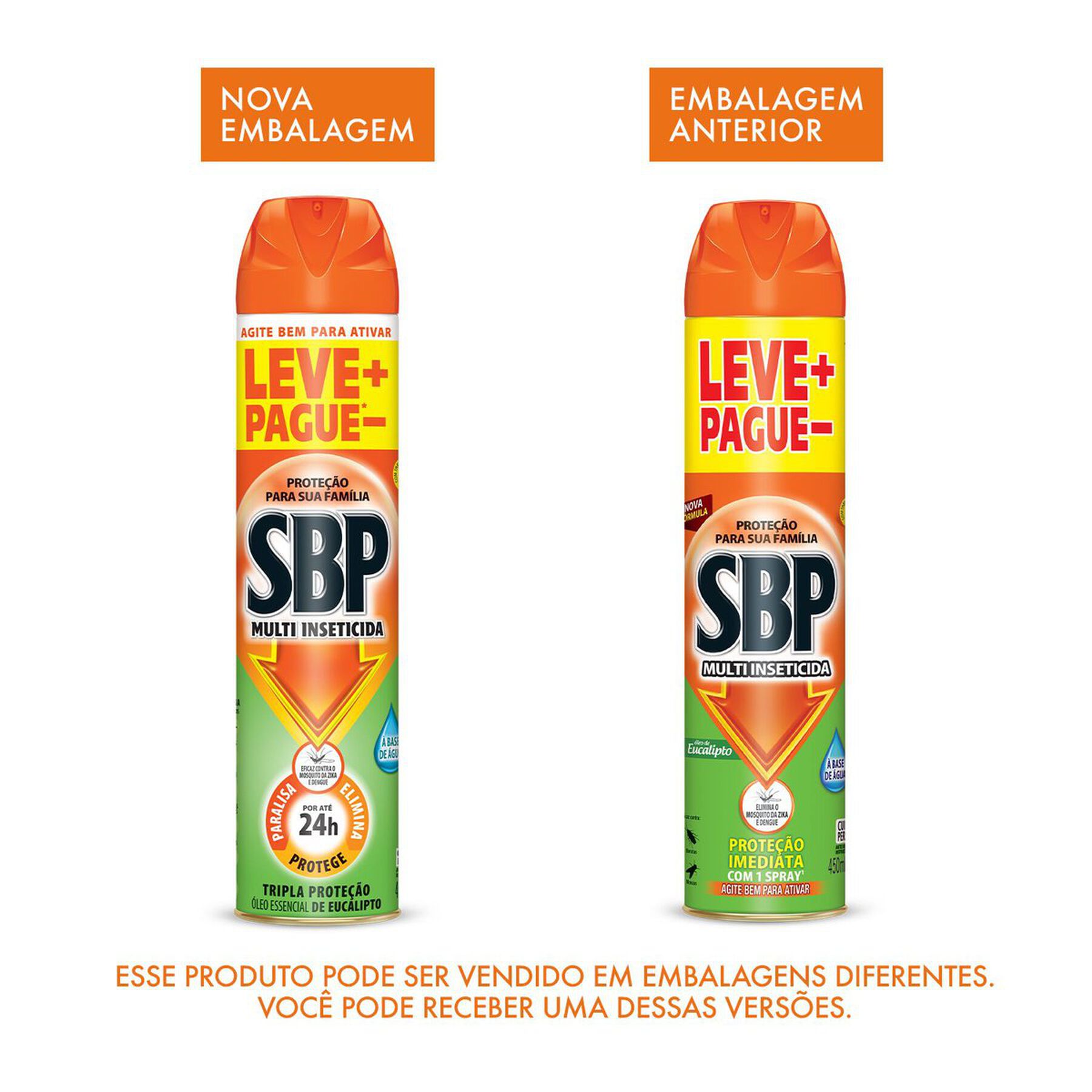 Multi-Inseticida Aerossol Óleo de Eucalipto SBP Frasco 450ml Grátis 150ml