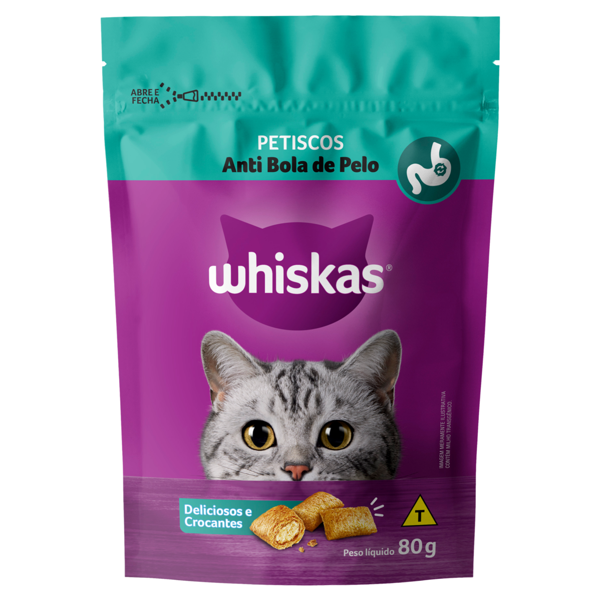 Petiscos para Gatos Anti Bola de Pelo Whiskas Pouch 80g