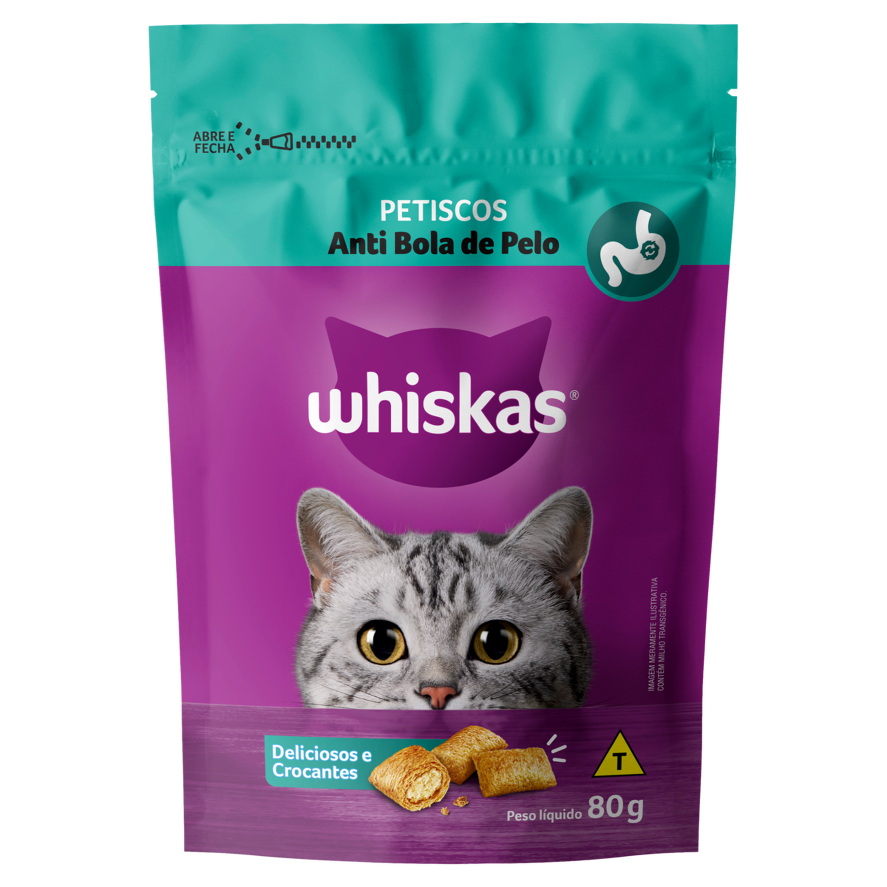 Petiscos para Gatos Anti Bola de Pelo Whiskas Pouch 80g