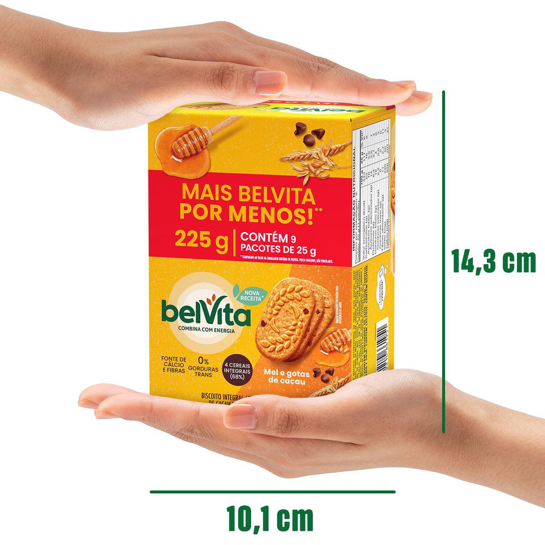 Biscoito Integral Mel e Gotas de Cacau Belvita Caixa 225g C/9 Unidades - Embalagem Leve Mais Pague Menos&nbsp;