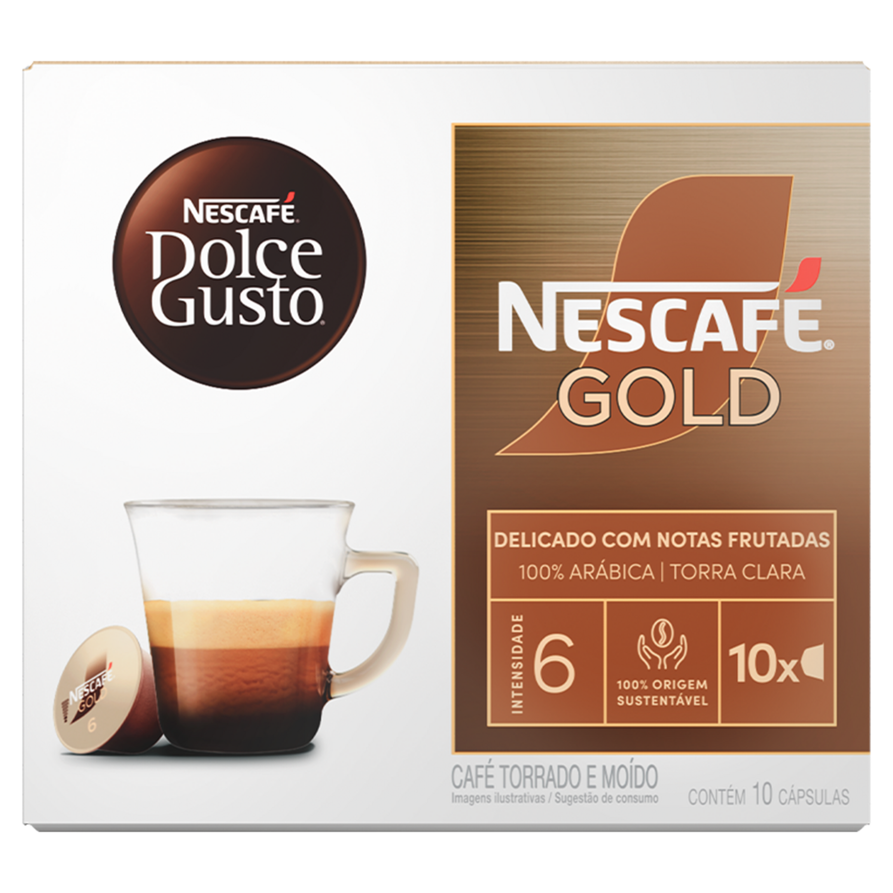 Café em Cápsula Torrado e Moído Intensidade 6 Nescafé Dolce Gusto Gold Caixa 60g C/10 Unidades