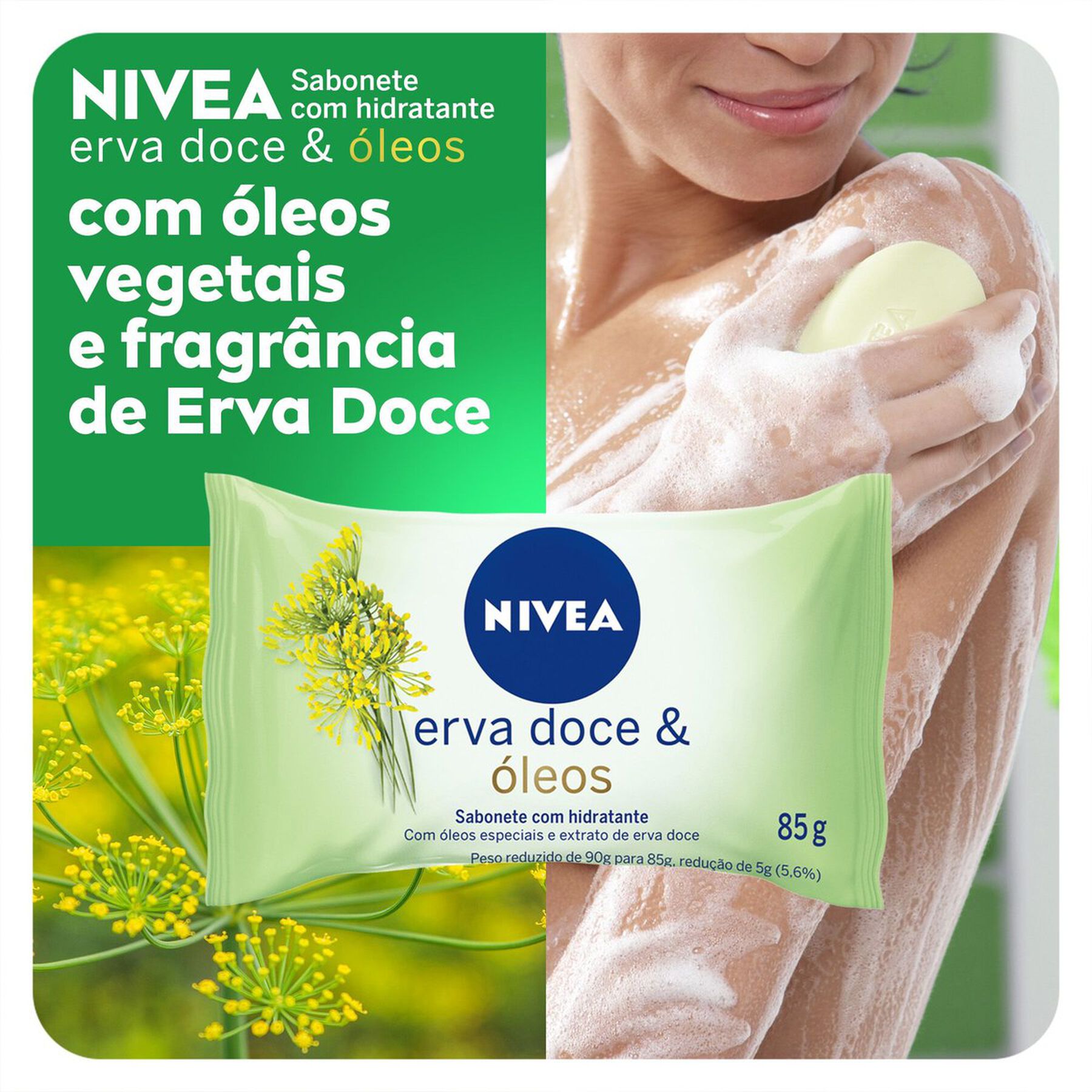 Sabonete em Barra Hidratante Erva-Doce & Óleos Nivea Pacote 85g
