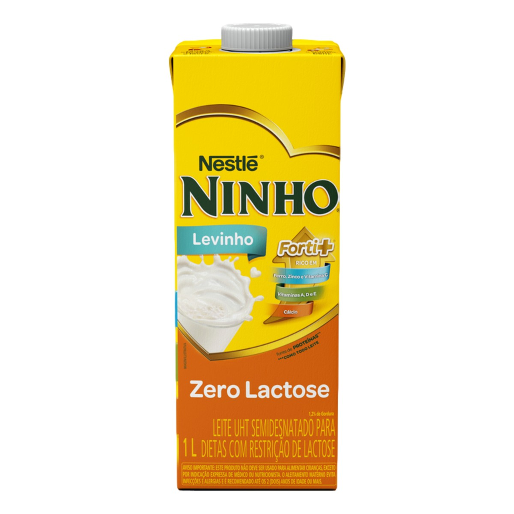 Leite UHT Semidesnatado Zero Lactose Ninho Levinho Forti+ Caixa com Tampa 1l