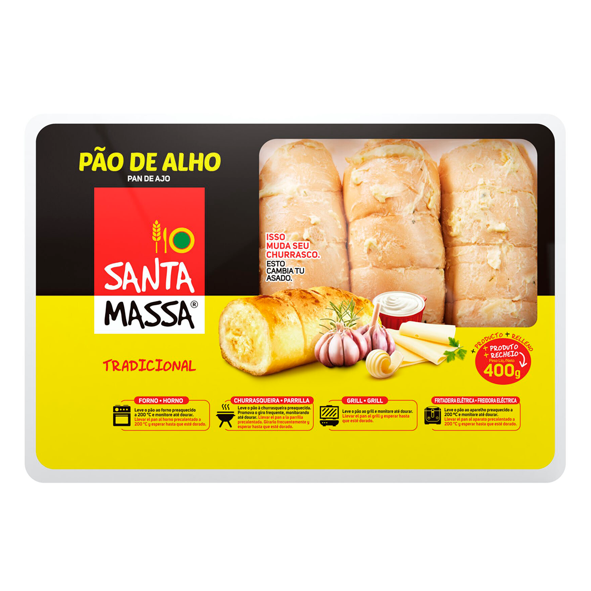 P&atilde;o de Alho Santa Massa 400g