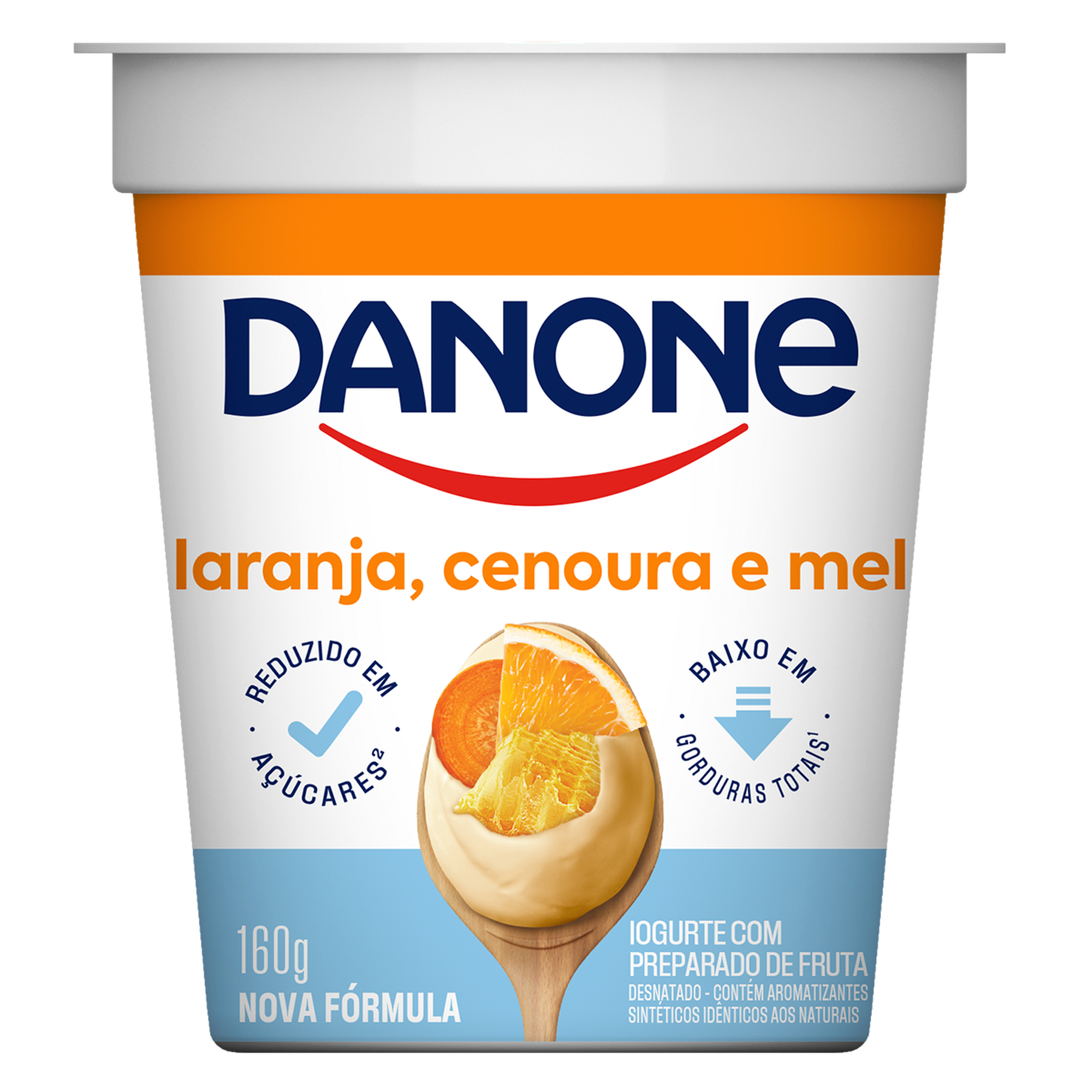 Iogurte Desnatado Laranja, Cenoura e Mel Danone Copo 160g