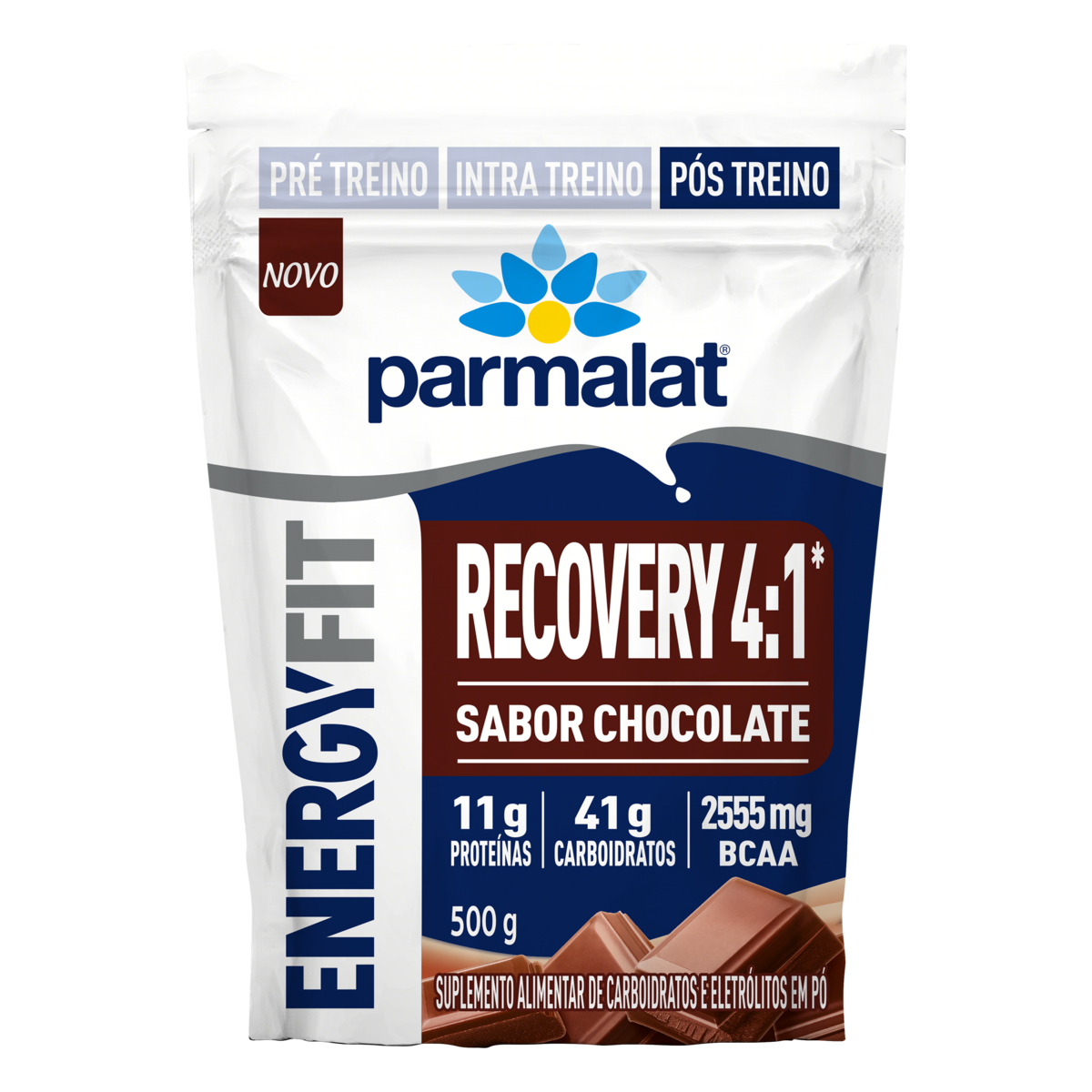 Suplemento em P&oacute; Chocolate Energyfit Recovery 4:1 Parmalat Pouch 500g