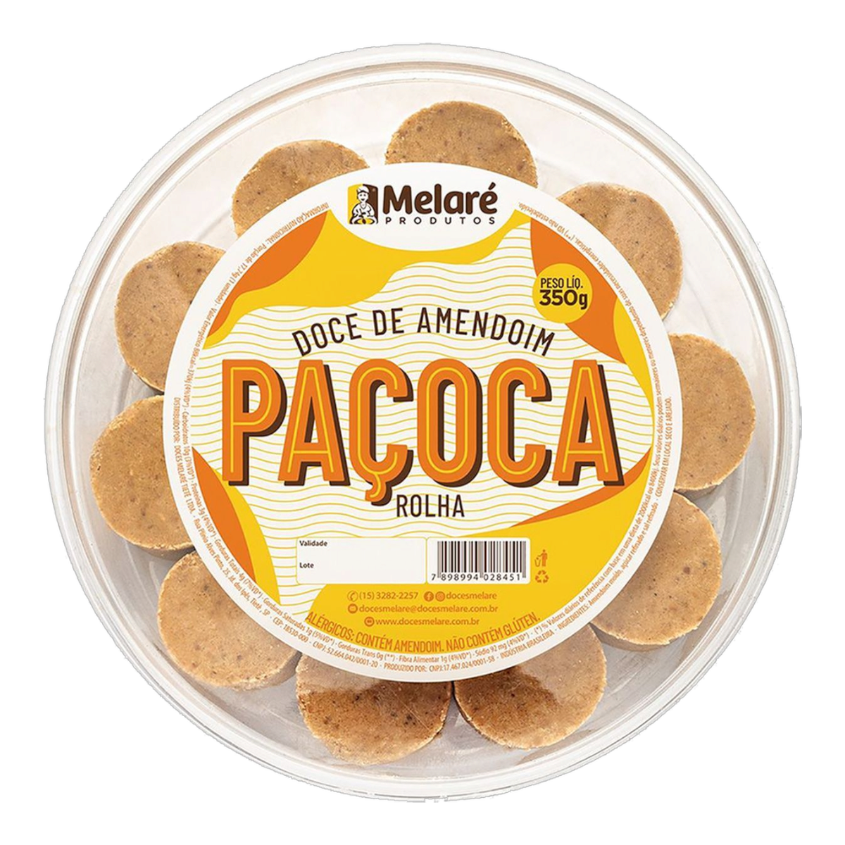 Pa&ccedil;oca Rolha Melar&eacute; Pote 350g