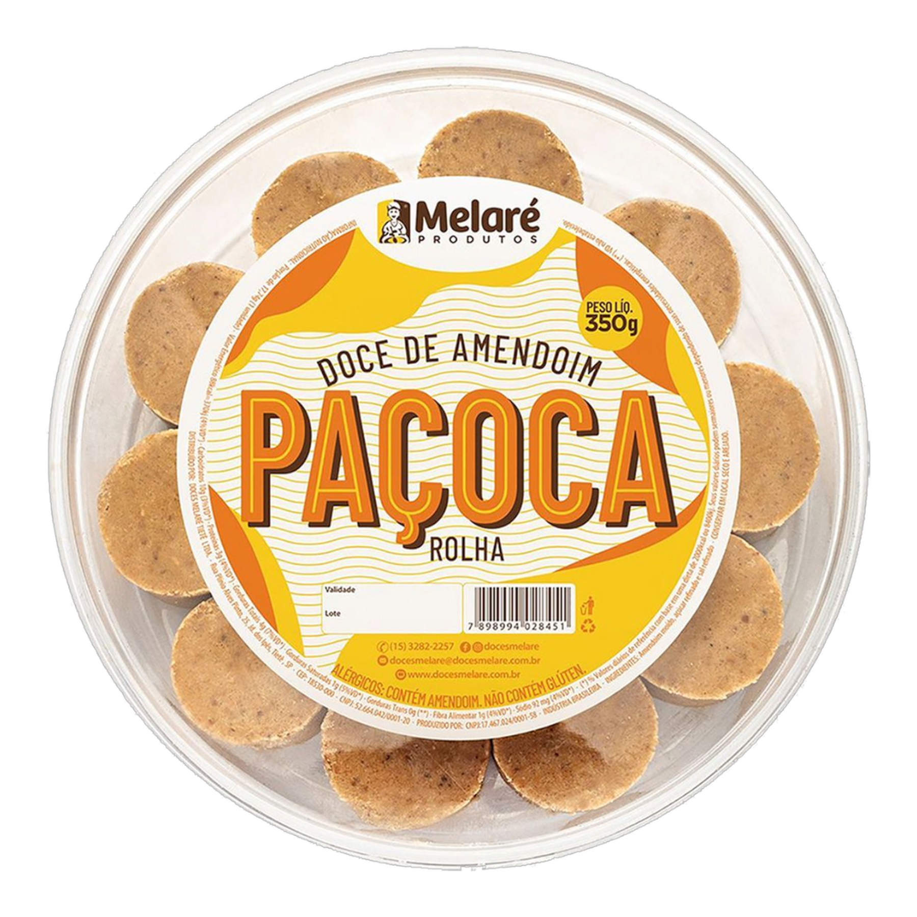 Pa&ccedil;oca Rolha Melar&eacute; Pote 350g