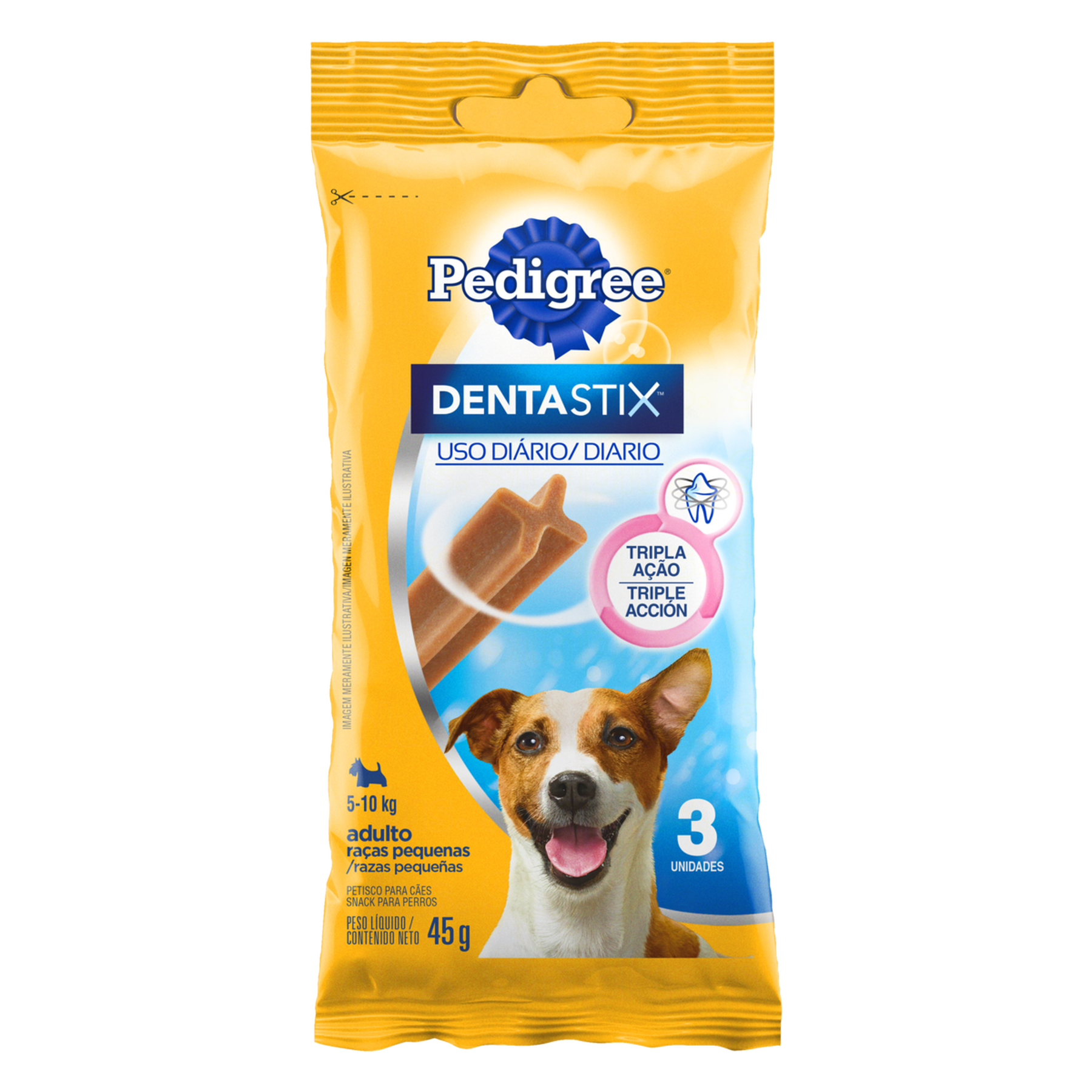 Petisco para Cães Adultos Raças Pequenas Pedigree Dentastix Pacote 45g 3 Unidades