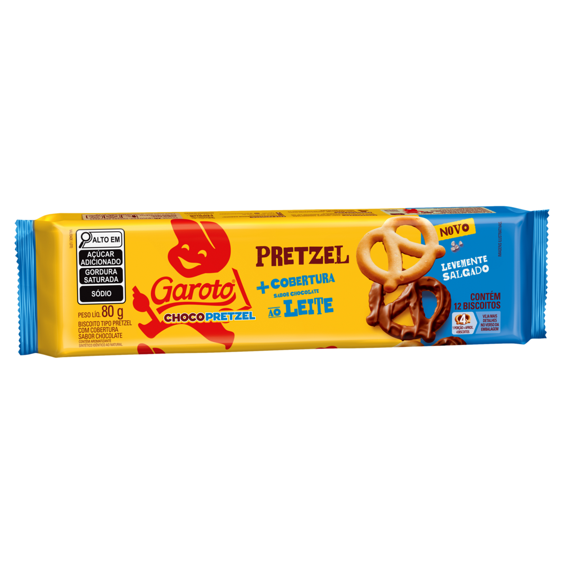 Biscoito Choco Pretzel Cobertura Chocolate ao Leite Garoto Pacote 80g
