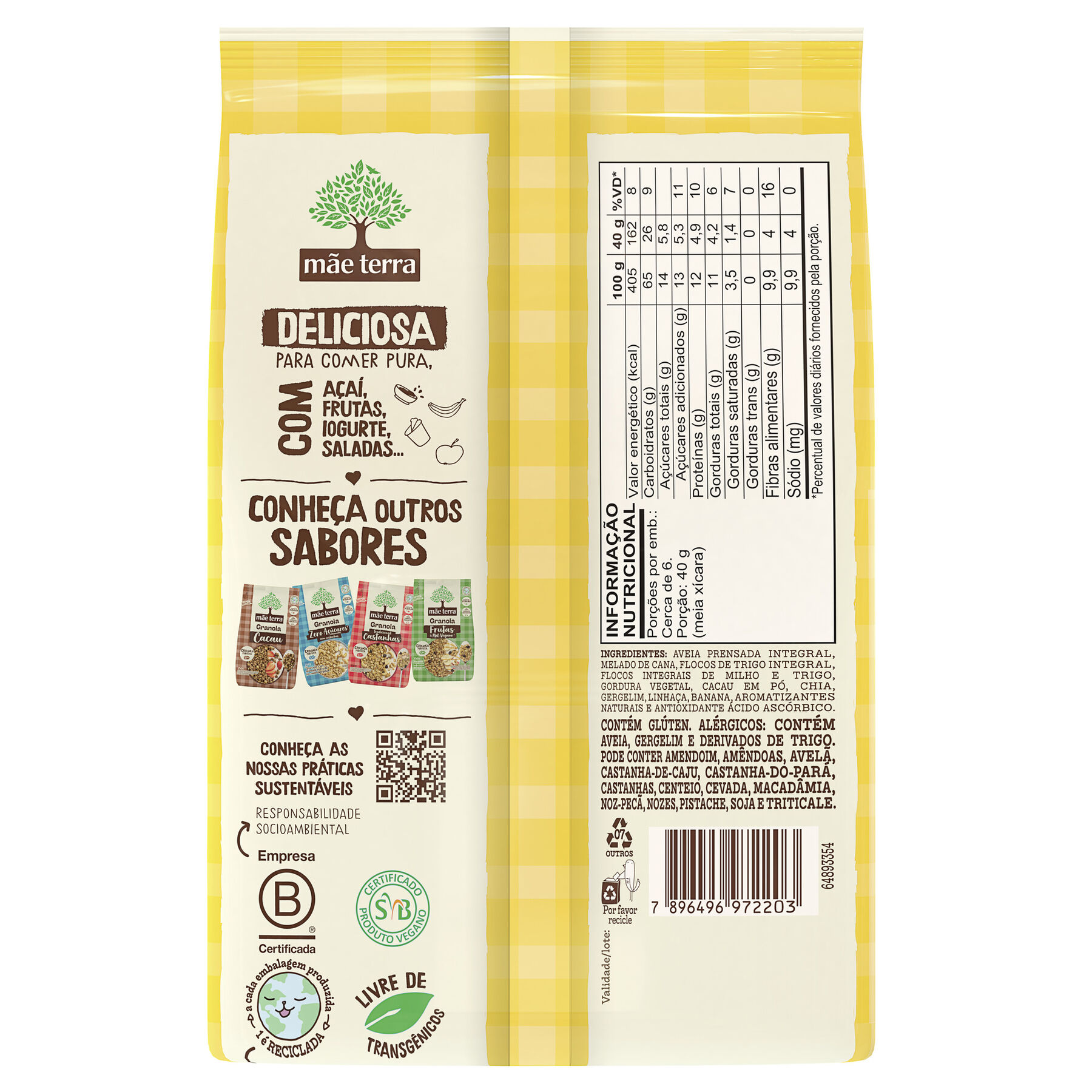 Granola Banana e Cacau Mãe Terra Pacote 250g