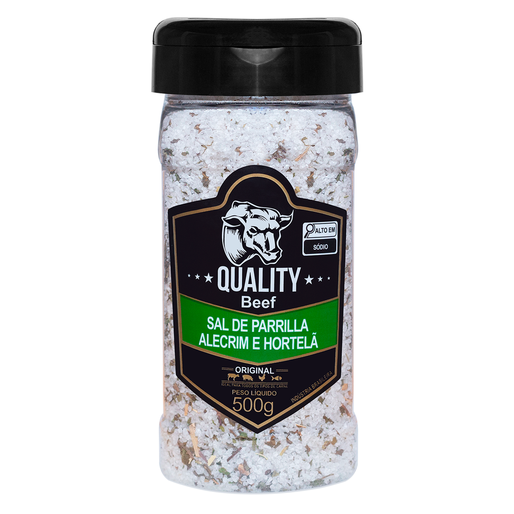 Sal de Parrilla Alecrim e Hortel&atilde; Quality Beef Vidro 500g