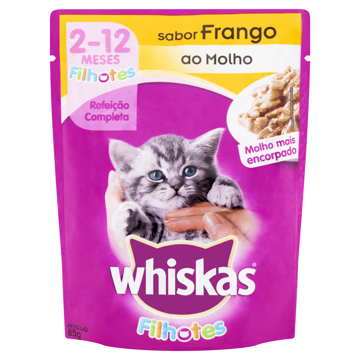 Alimento para Gatos Filhotes Frango ao Molho Whiskas Sach&ecirc; 85g