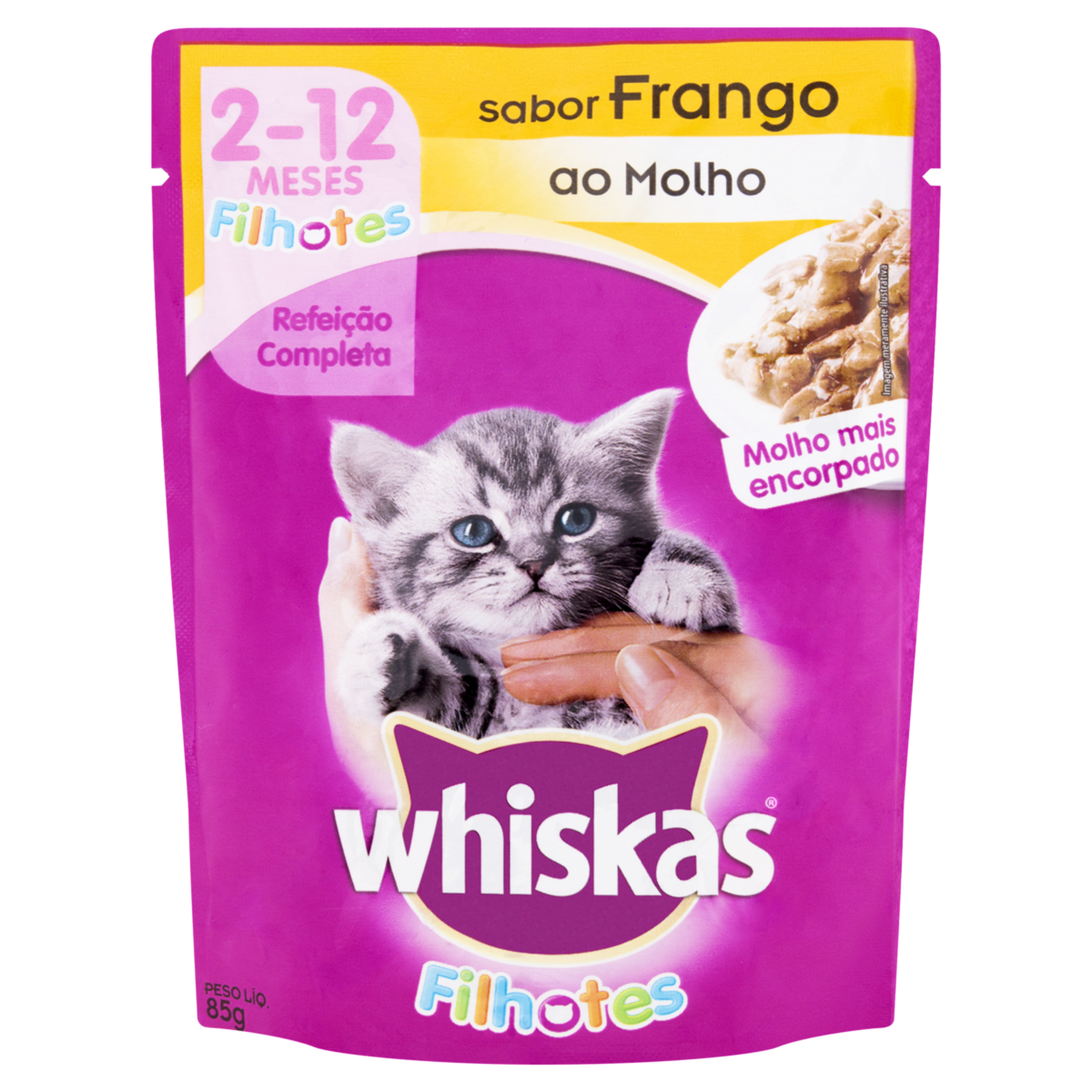 Alimento para Gatos Filhotes Frango ao Molho Whiskas Sachê 85g