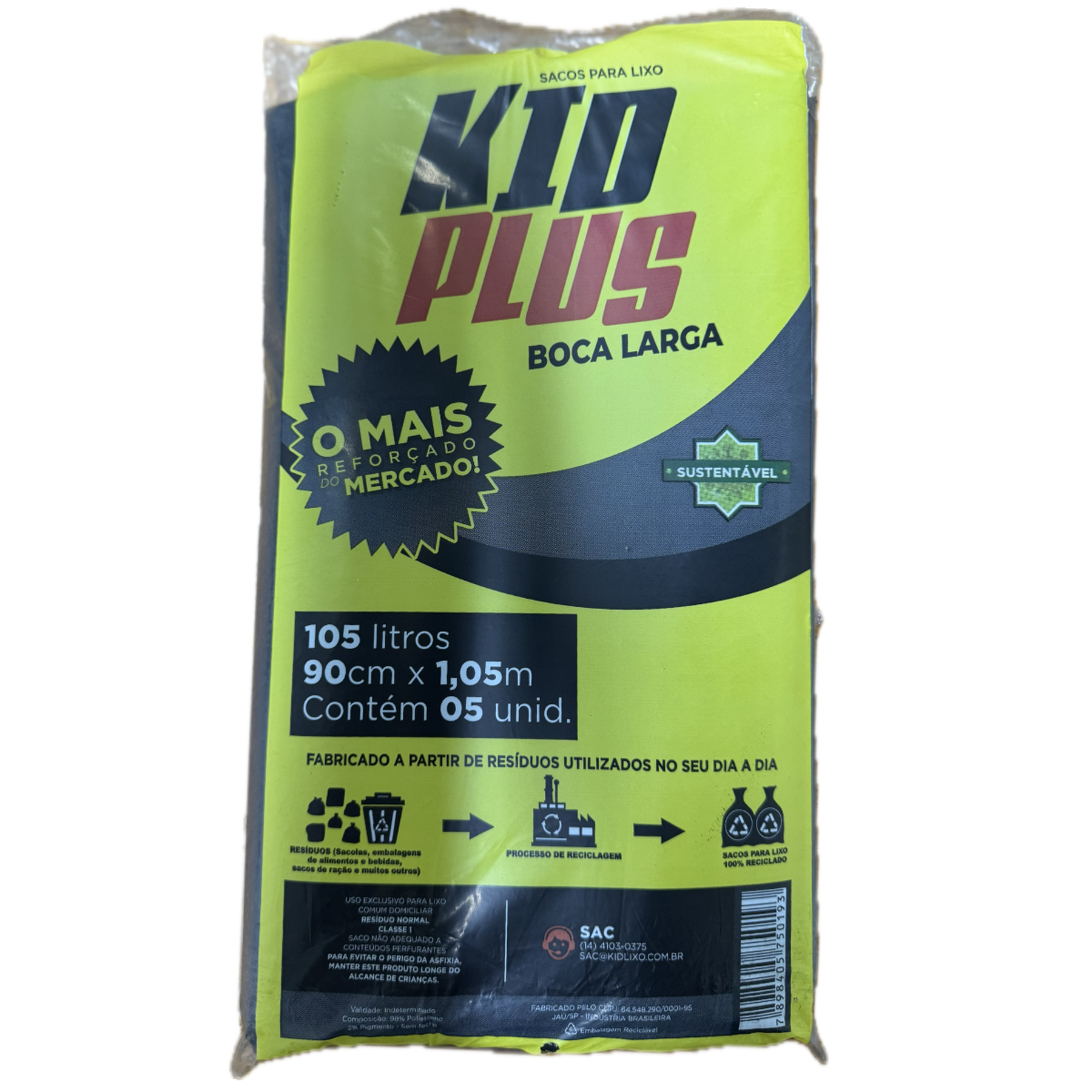 Saco Lixo Kid Plus 105l Pacote 5 Unidades