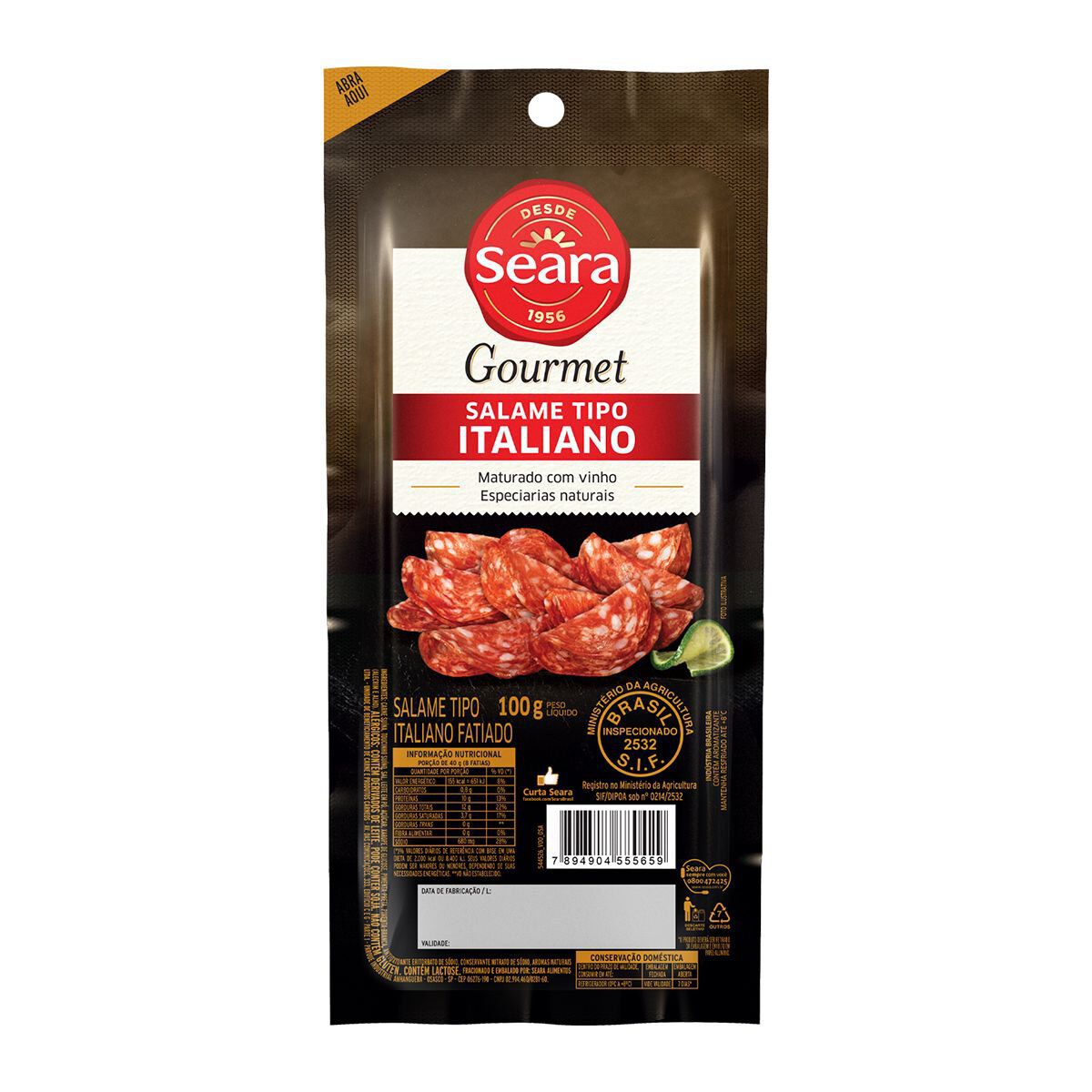 Salame tipo italiano fatiado Seara Gourmet 100g&nbsp;
