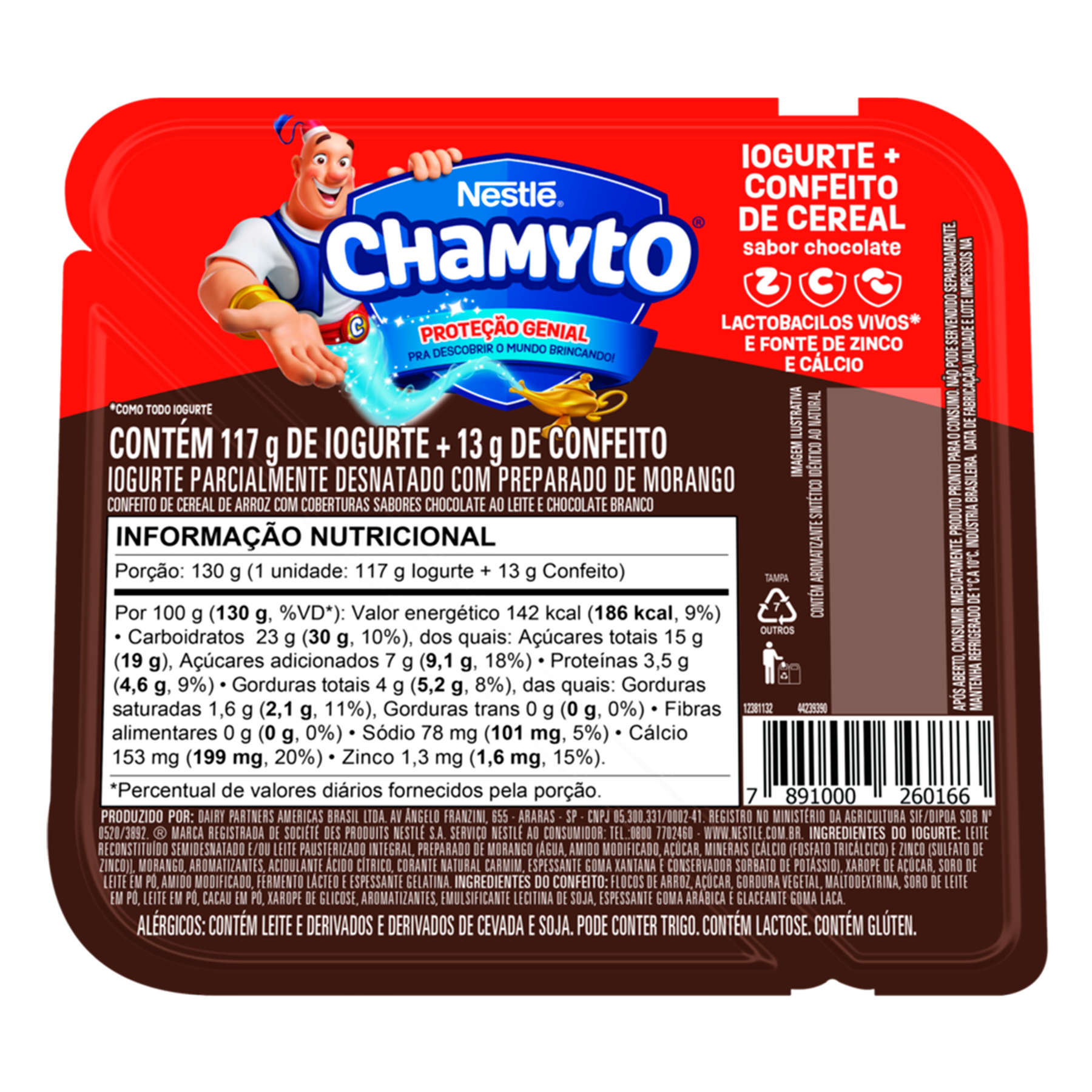 Iogurte de Morango com Cereais de Chocolate Chamyto Nestlé Pote 130g