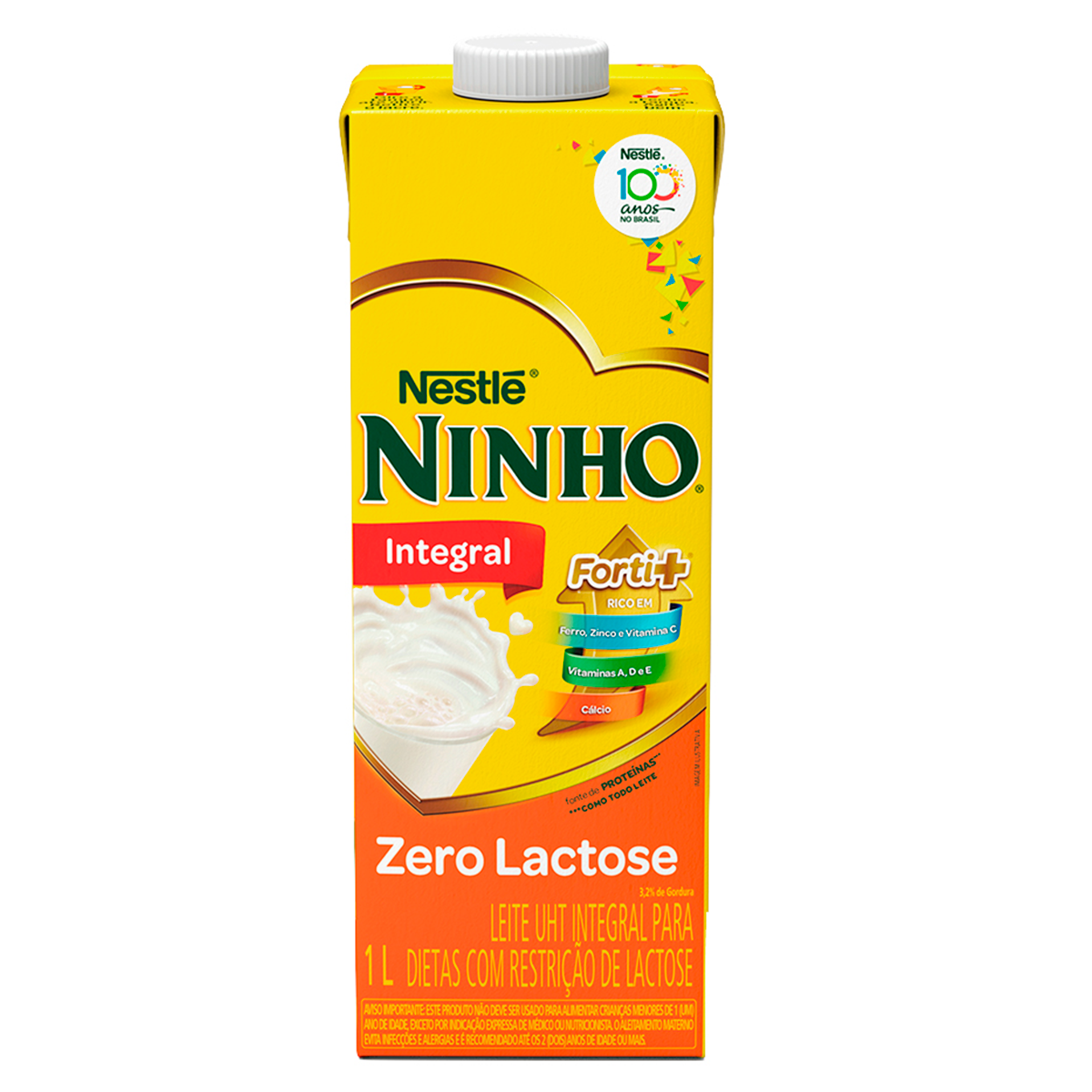 Leite UHT Integral Zero Lactose Forti+ Ninho Caixa com Tampa 1l&nbsp;