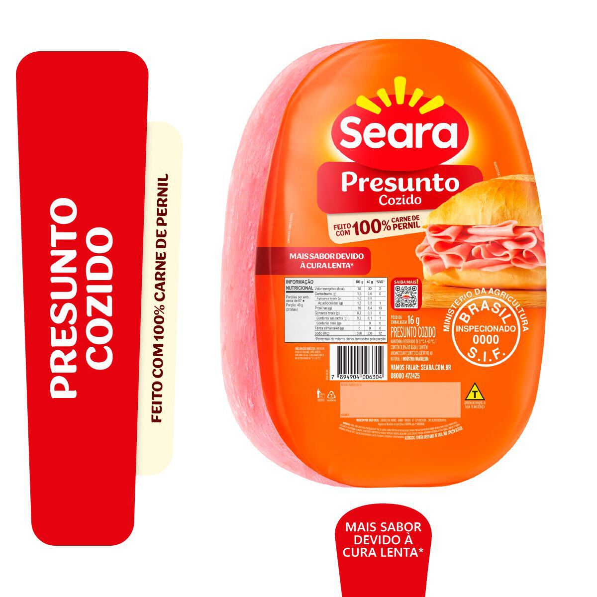 Presunto Cozido Magro Oval Seara Fatiado aprox. 150g