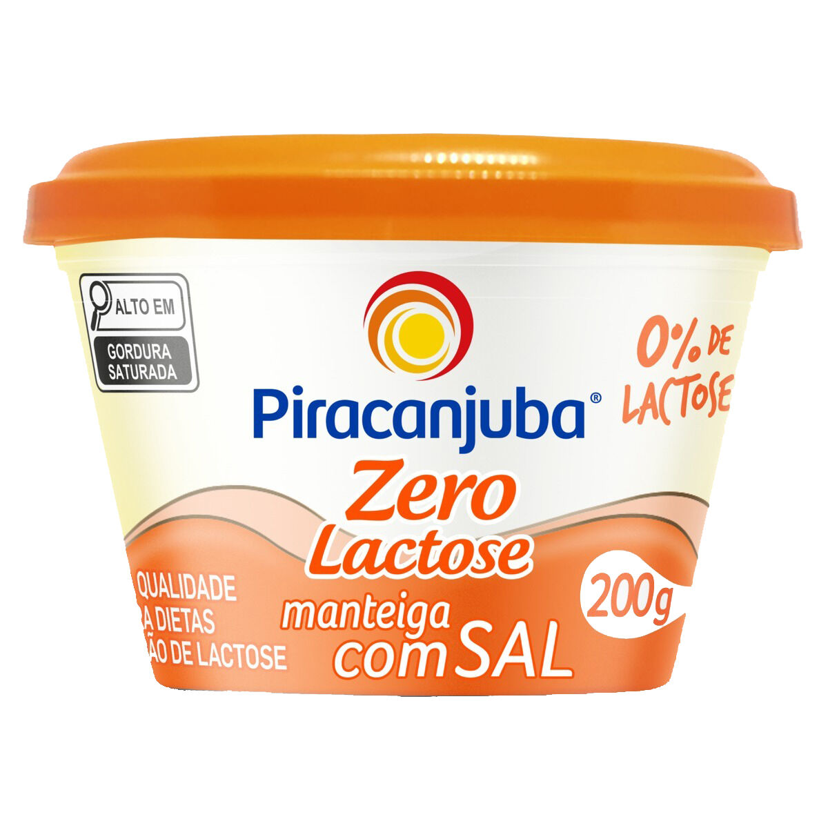 Manteiga com Sal Zero Lactose Piracanjuba Pote 200g