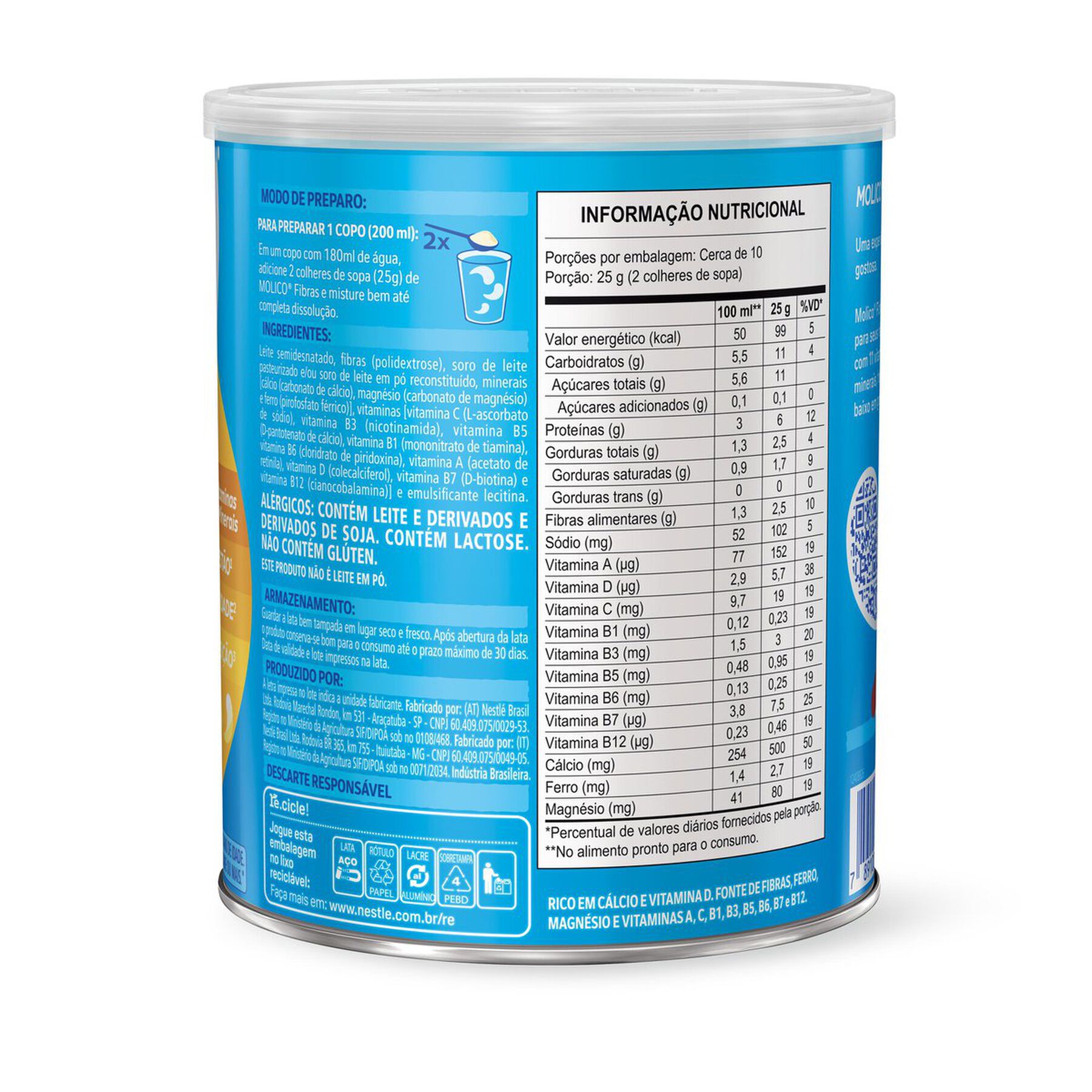 Composto Lácteo MOLICO Fibras 260g