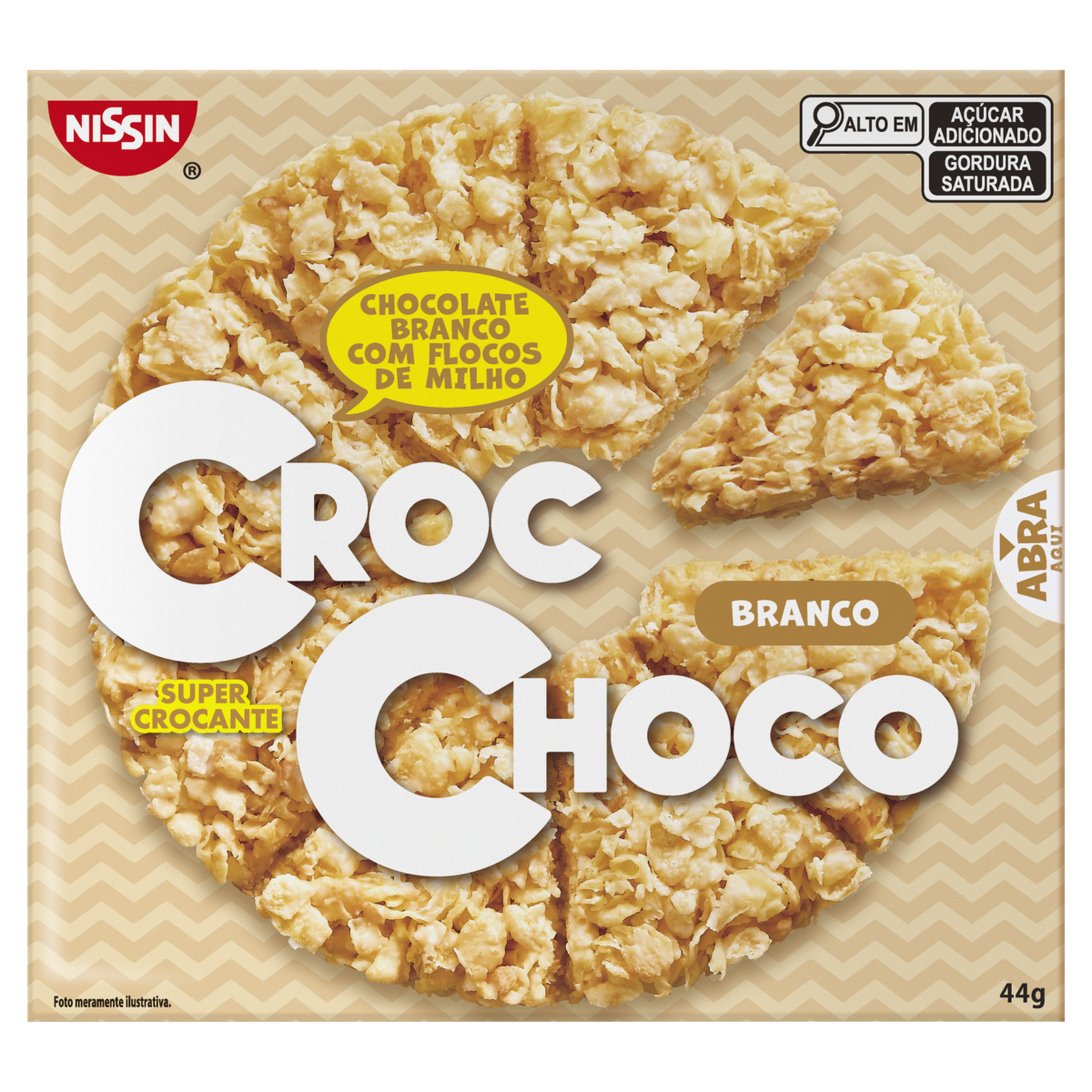 Chocolate Branco com Flocos de Milho Croc Choco Nissin Caixa 44g
